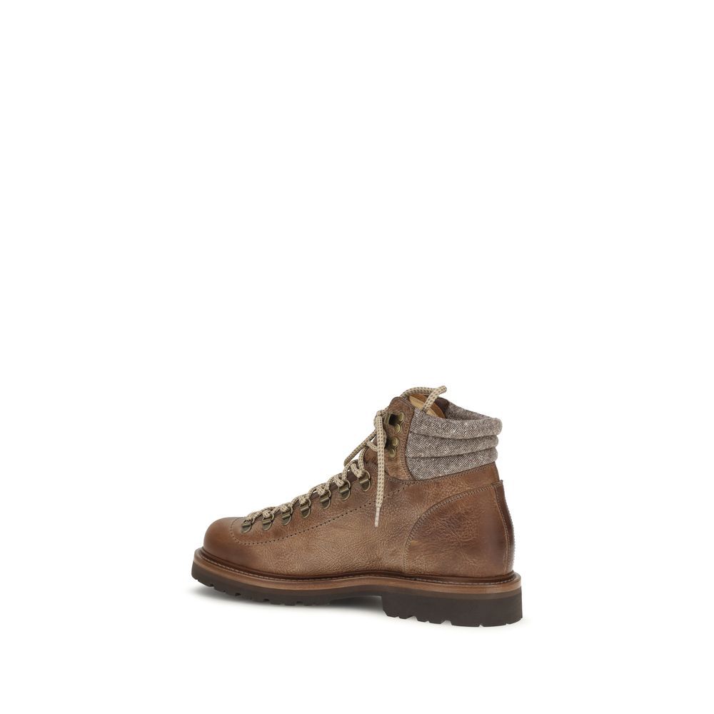 Calf Leather Bos Taurus Lace-Up Men's Boots - Brunello Cucinelli - Modalova
