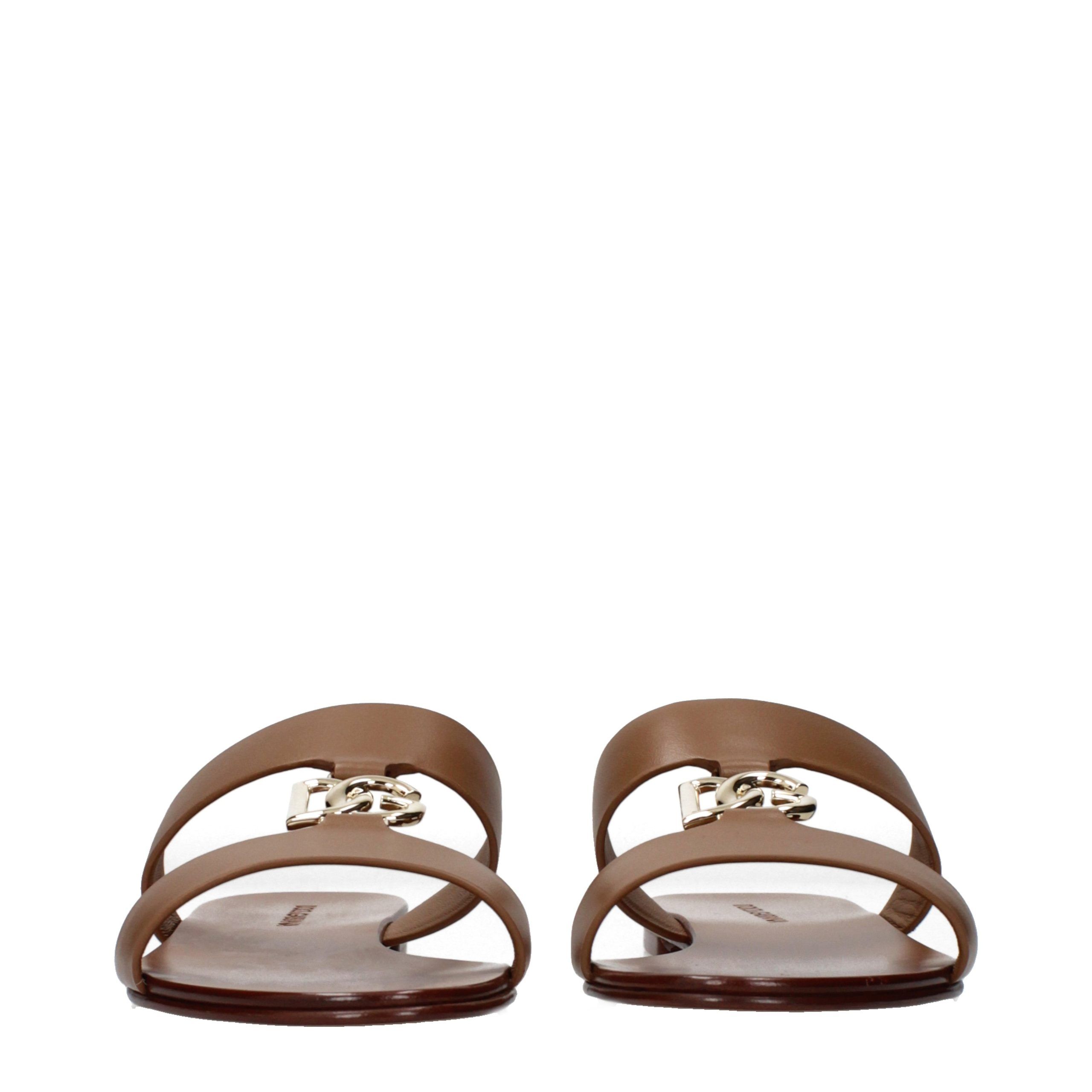 Leather Women's Slippers - Dolce & Gabbana - Modalova
