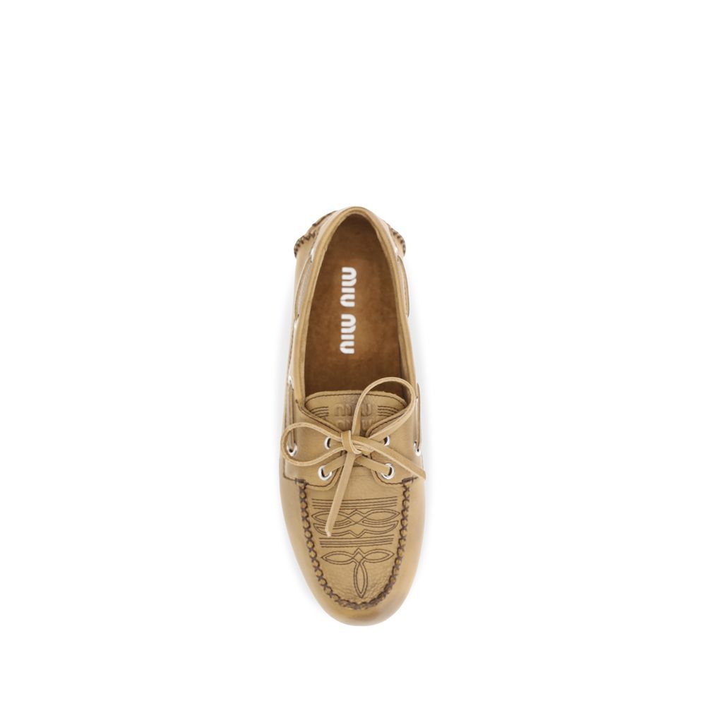 Calf Leather Bos Taurus Slip-On Women's Loafers - Miu Miu - Modalova
