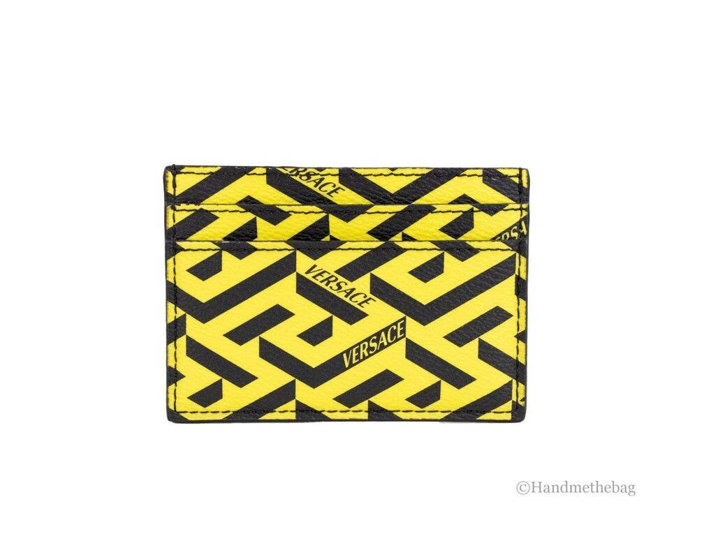 La Greca Pineapple Multicolor Signature Coated Canvas Card Case Women's Wallet - Versace - Modalova