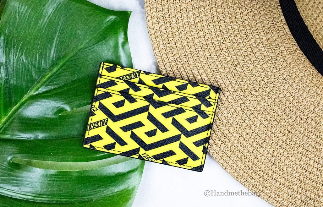 La Greca Pineapple Multicolor Signature Coated Canvas Card Case Women's Wallet - Versace - Modalova