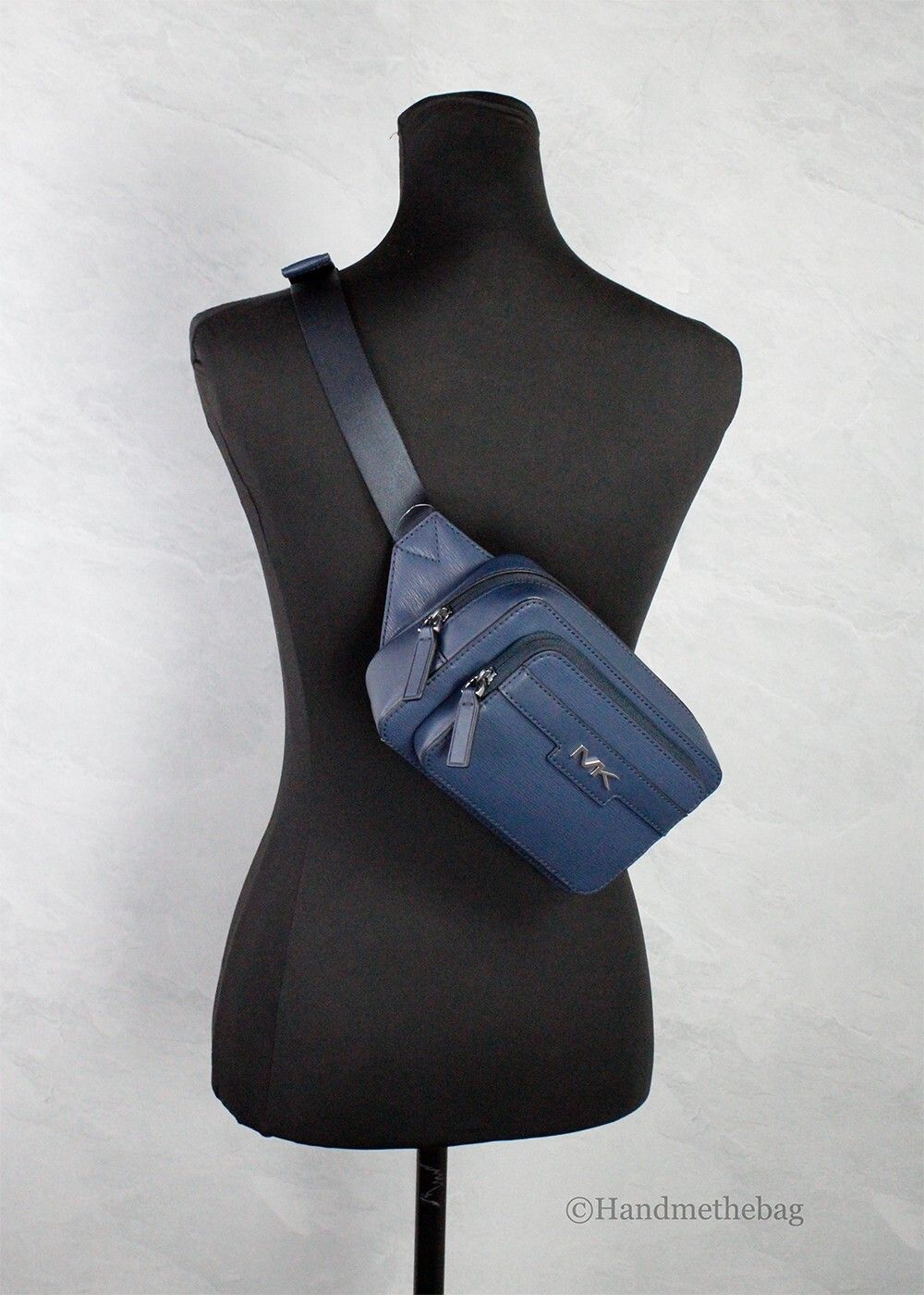 Cooper Small Navy Blue Smooth Leather Double Zip Belt Men's Bag - Michael Kors - Modalova