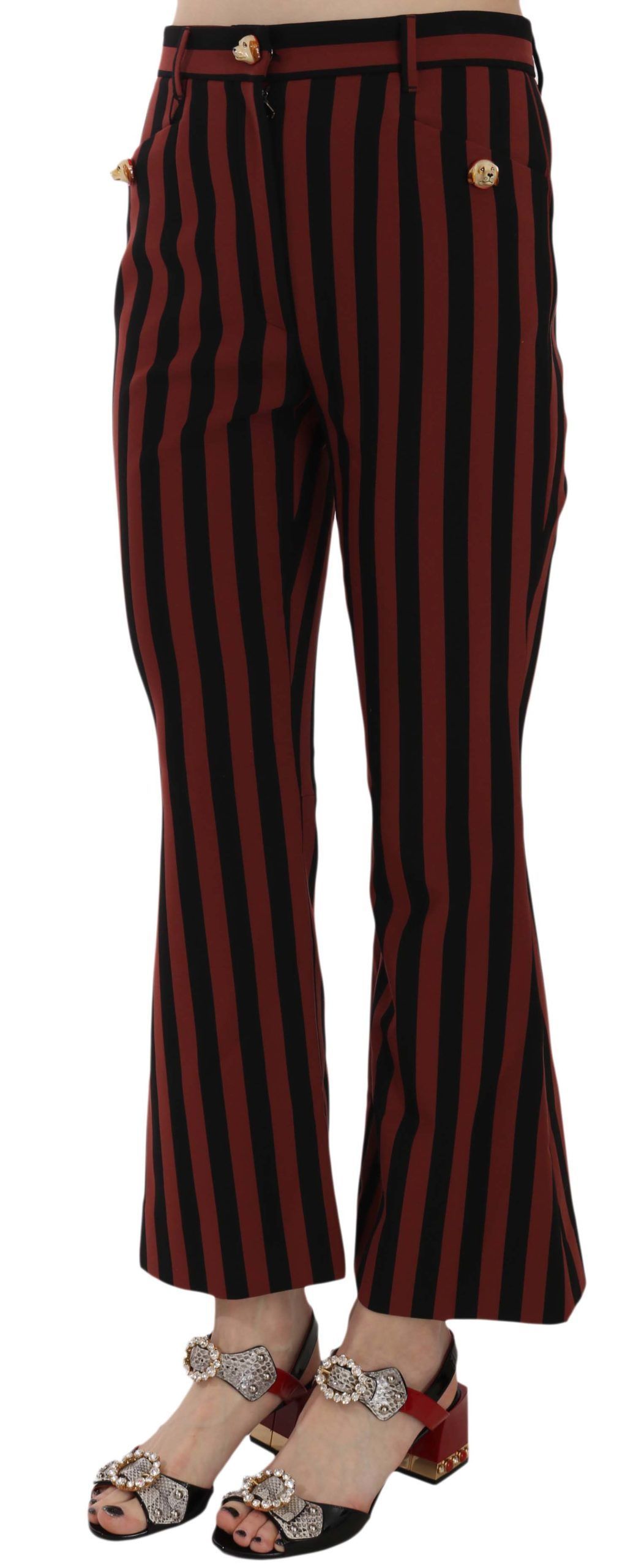Amaranth Stripe Cropped Flared Women's Pants - Dolce & Gabbana - Modalova
