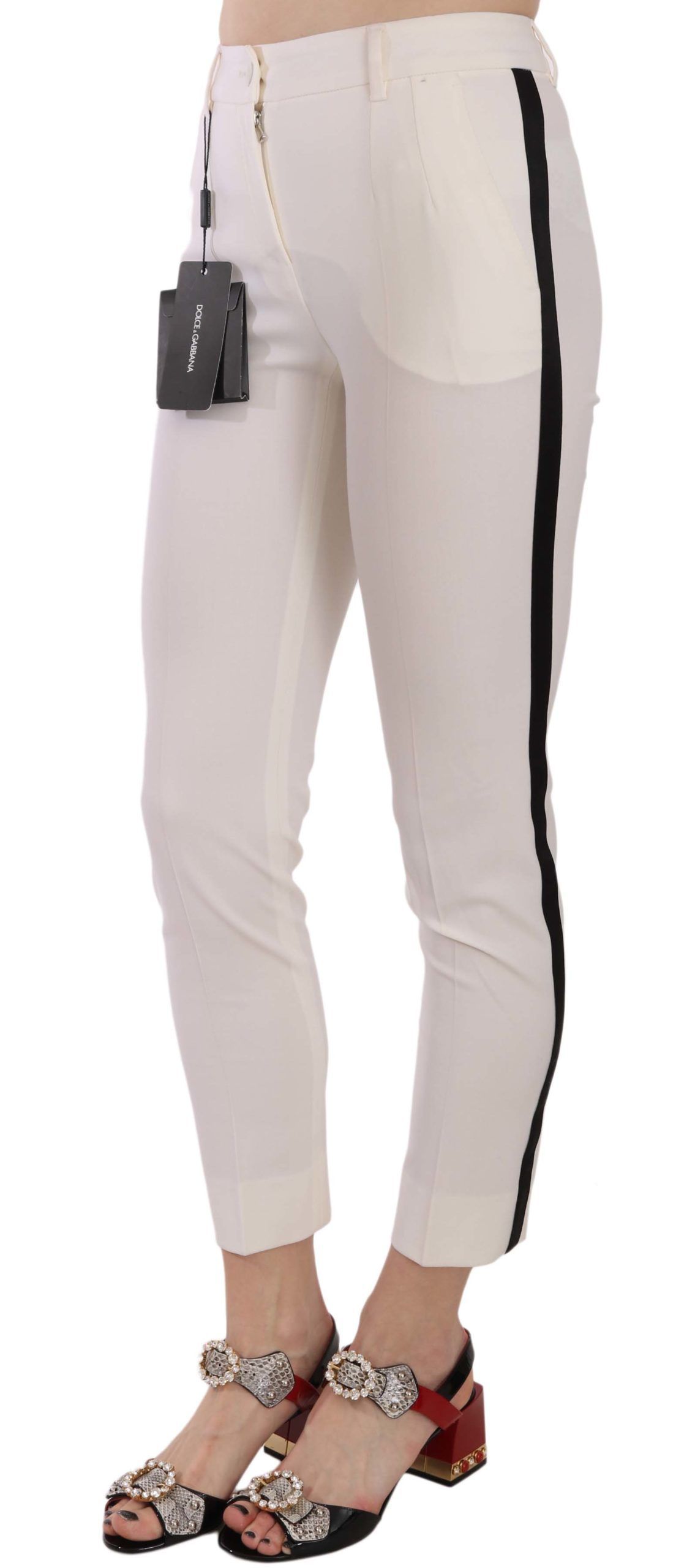 Side Stripe Cropped Skinny Women's Pants - Dolce & Gabbana - Modalova