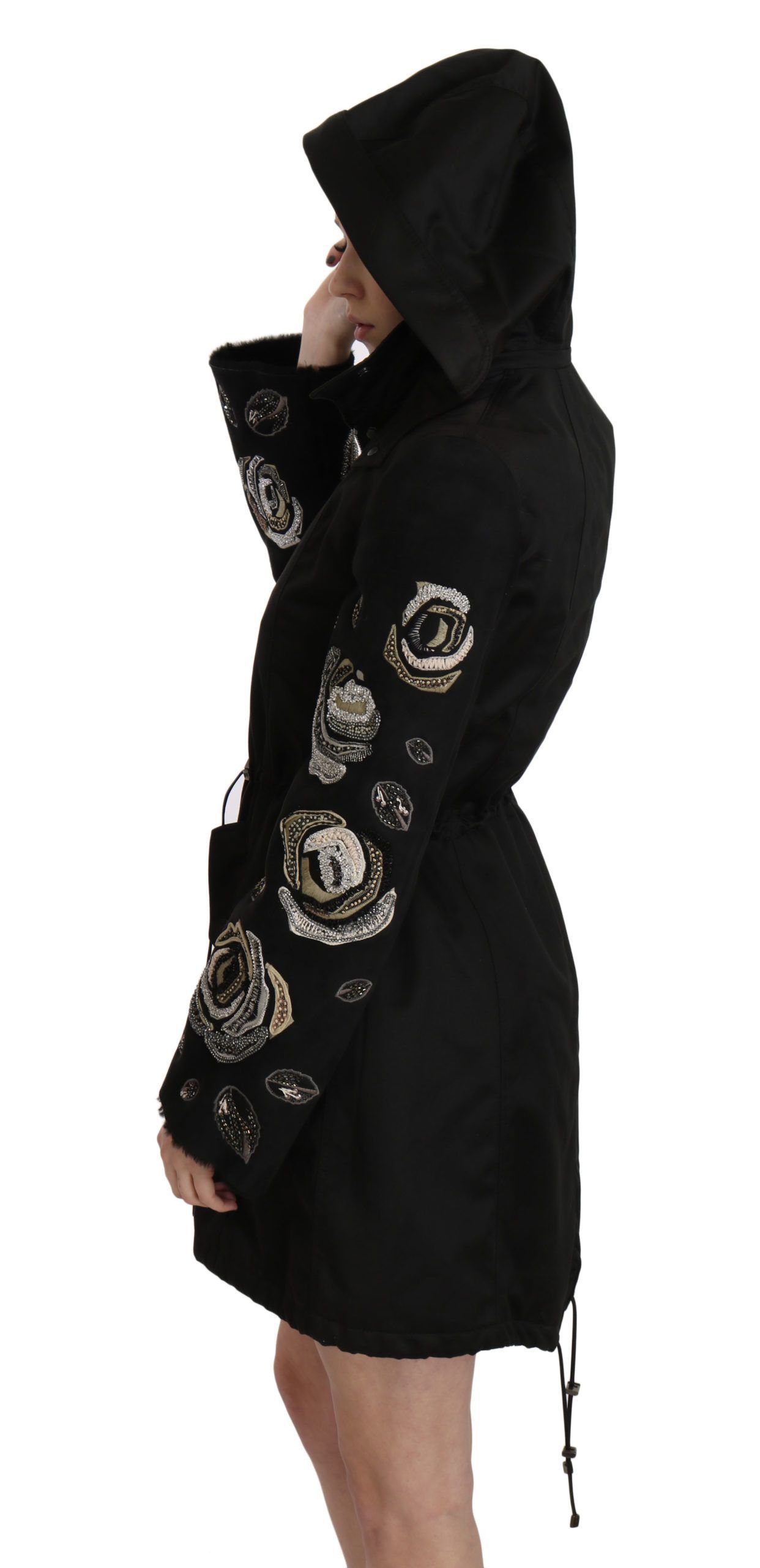 Floral Sequined Beaded Hooded Jacket Women's Coat - John Richmond - Modalova