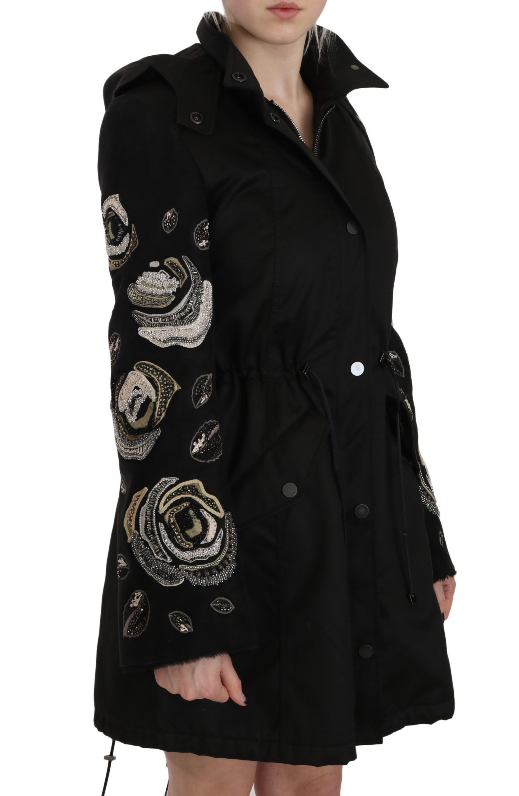 Floral Sequined Beaded Hooded Jacket Women's Coat - John Richmond - Modalova