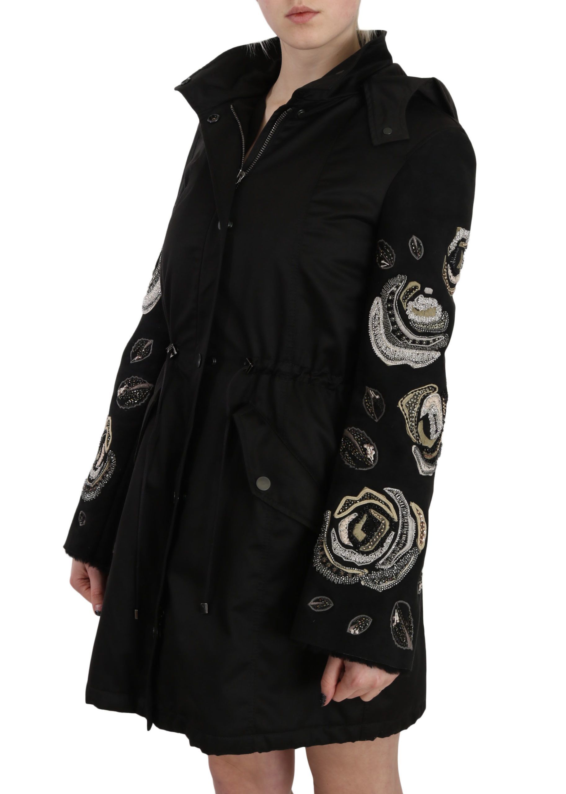 Floral Sequined Beaded Hooded Jacket Women's Coat - John Richmond - Modalova
