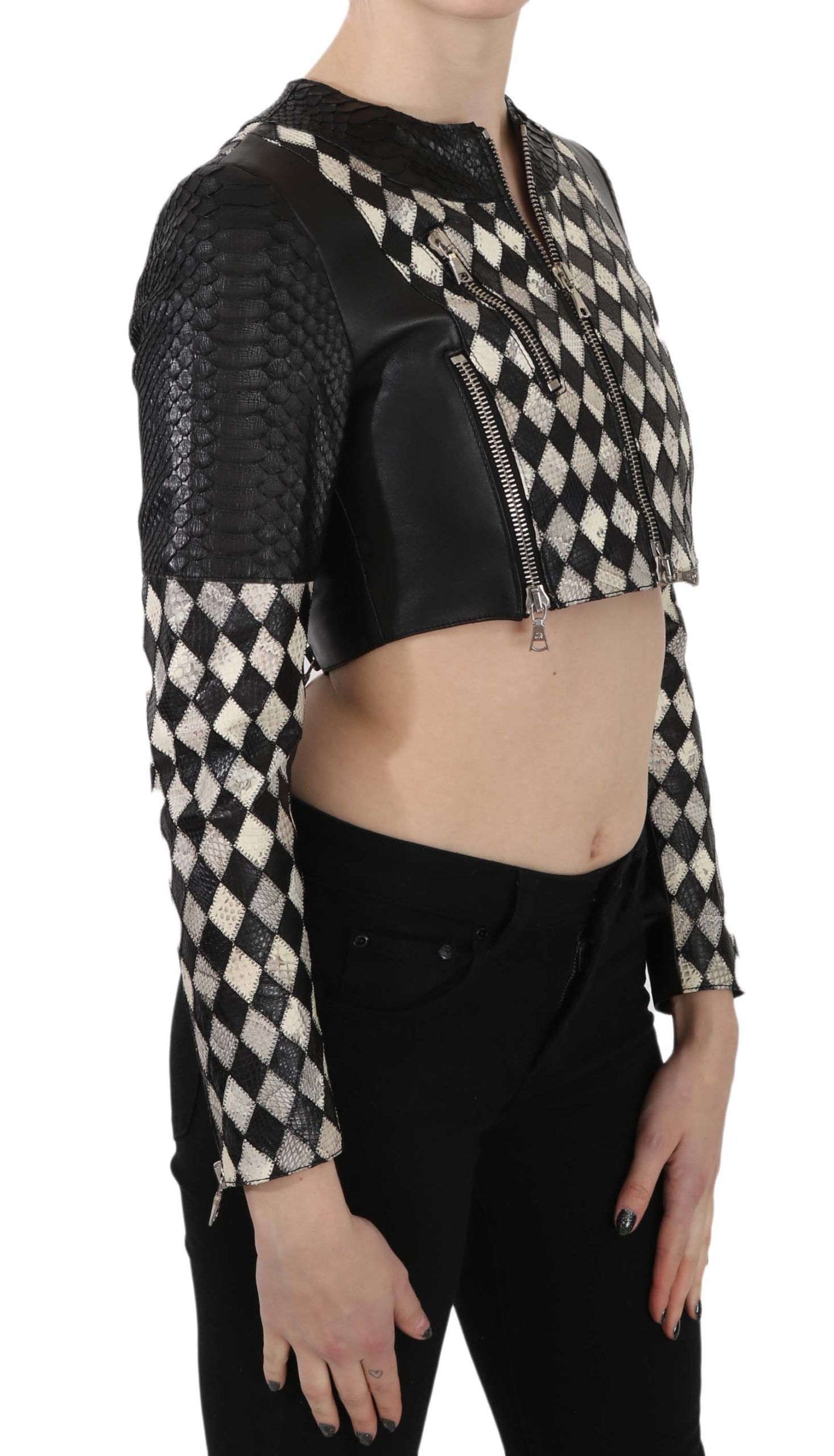 Leather Short Cropped Biker Jacket Women's Coat - John Richmond - Modalova
