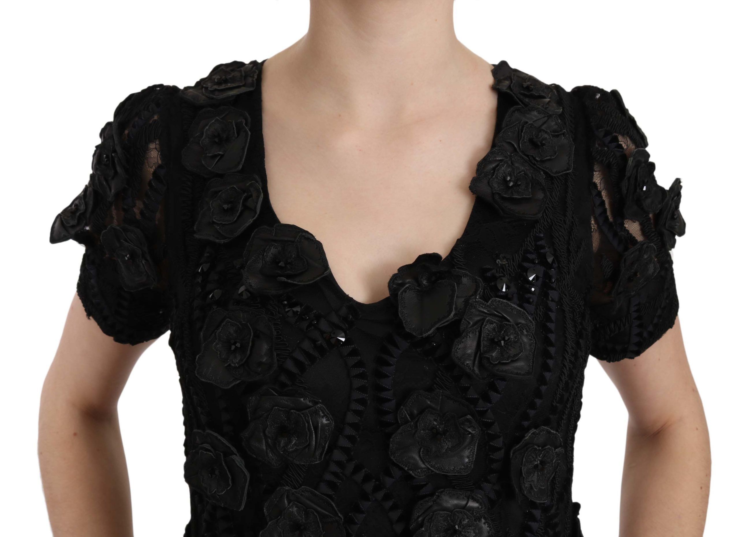 Silk Leather Flowers Sheath Women's Dress - John Richmond - Modalova