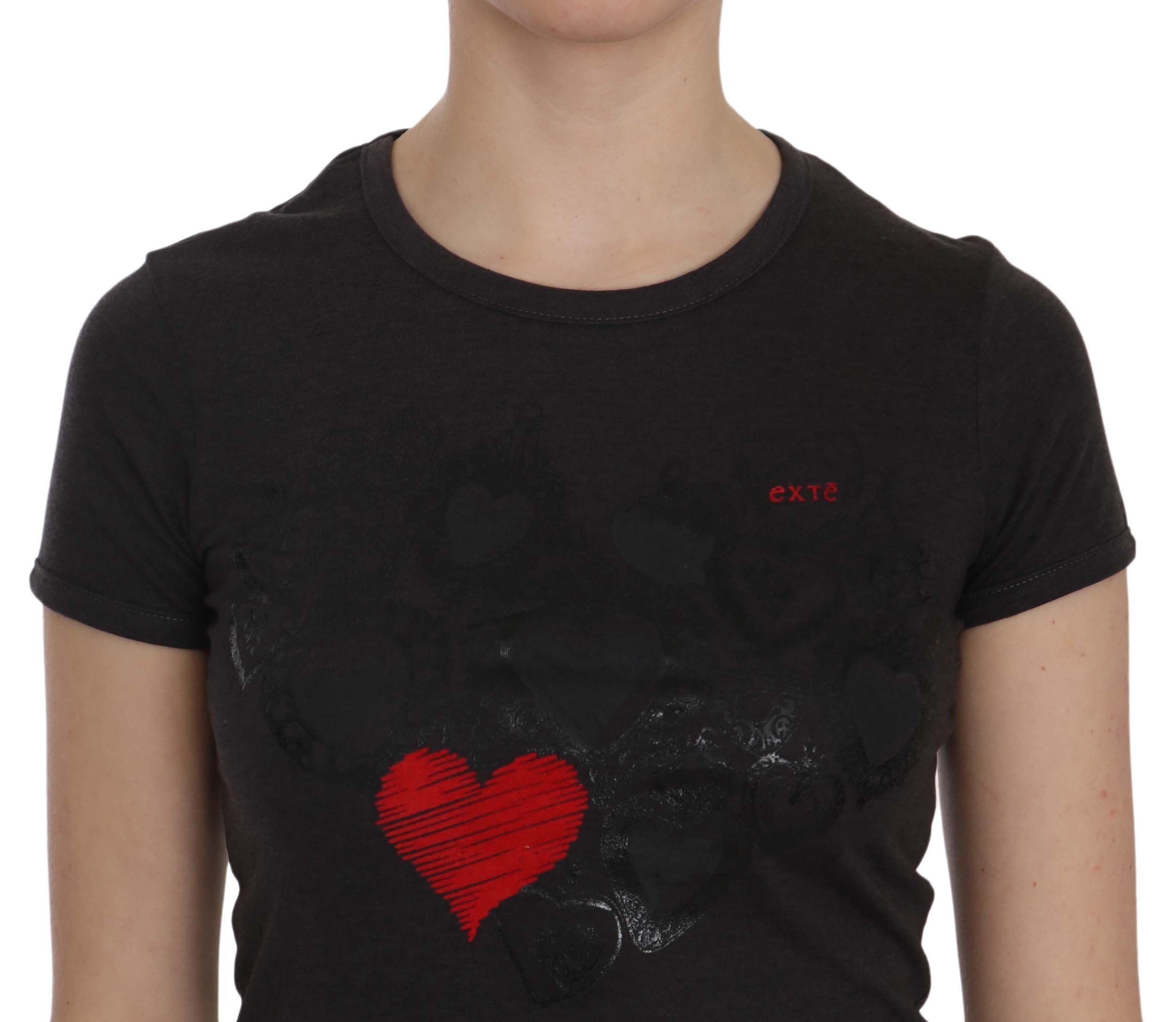 Hearts Print Short Sleeve Casual Shirt Women's Top - Exte - Modalova