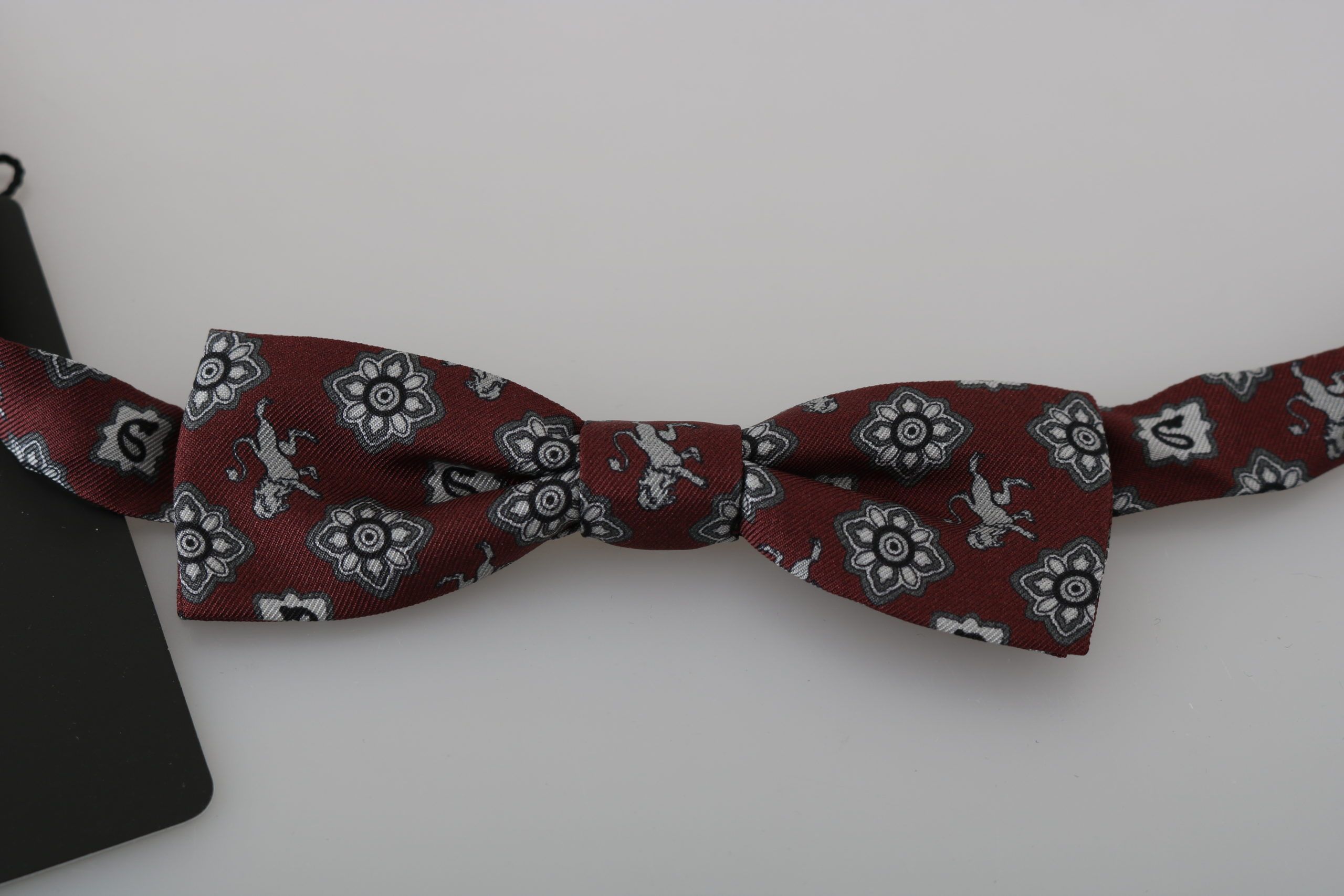 Men Maroon Lion Silk Adjustable Neck Bow Men's Tie - Dolce & Gabbana - Modalova
