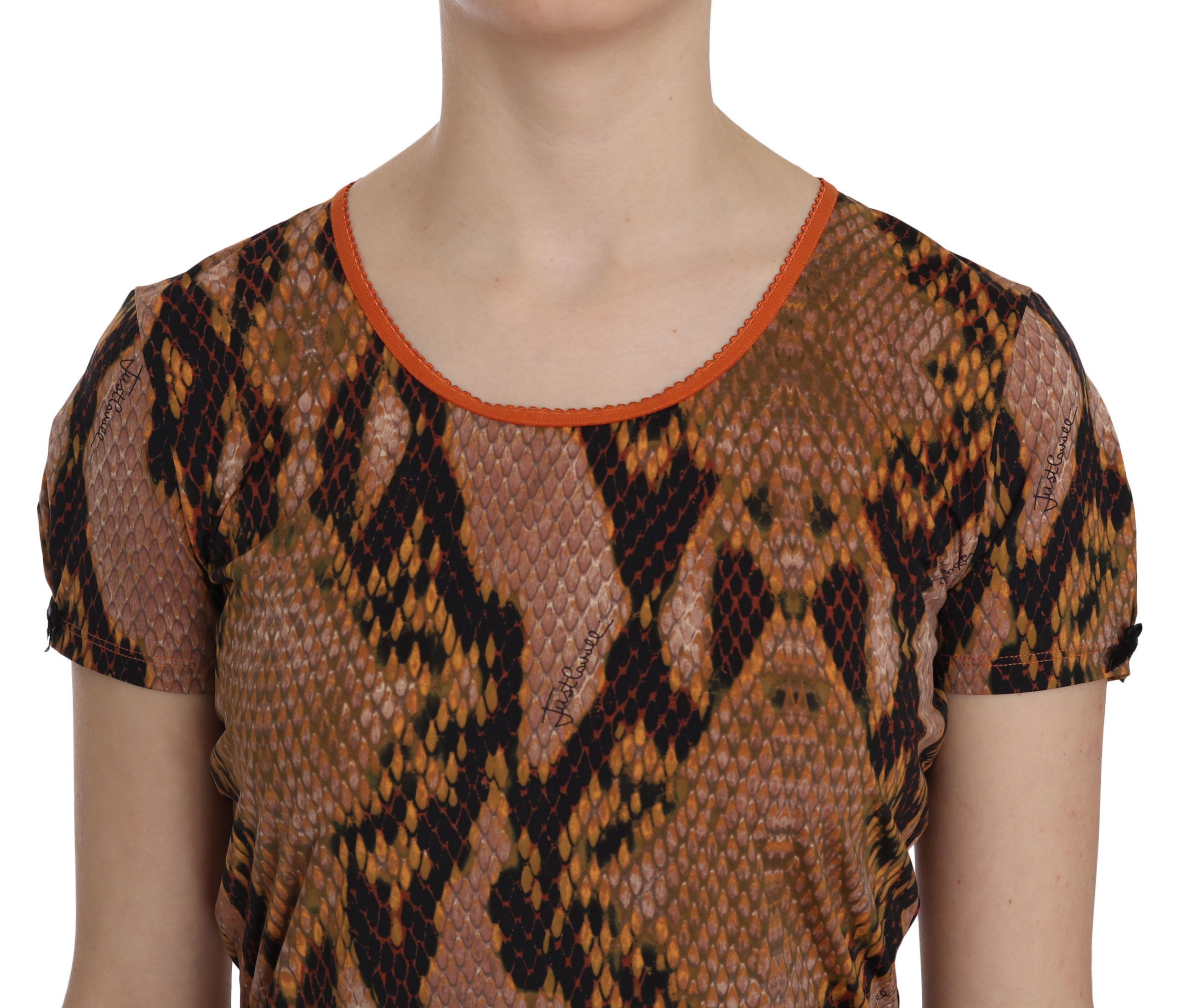 Snake Skin Print Short Sleeve Top Women's T-shirt - Just Cavalli - Modalova