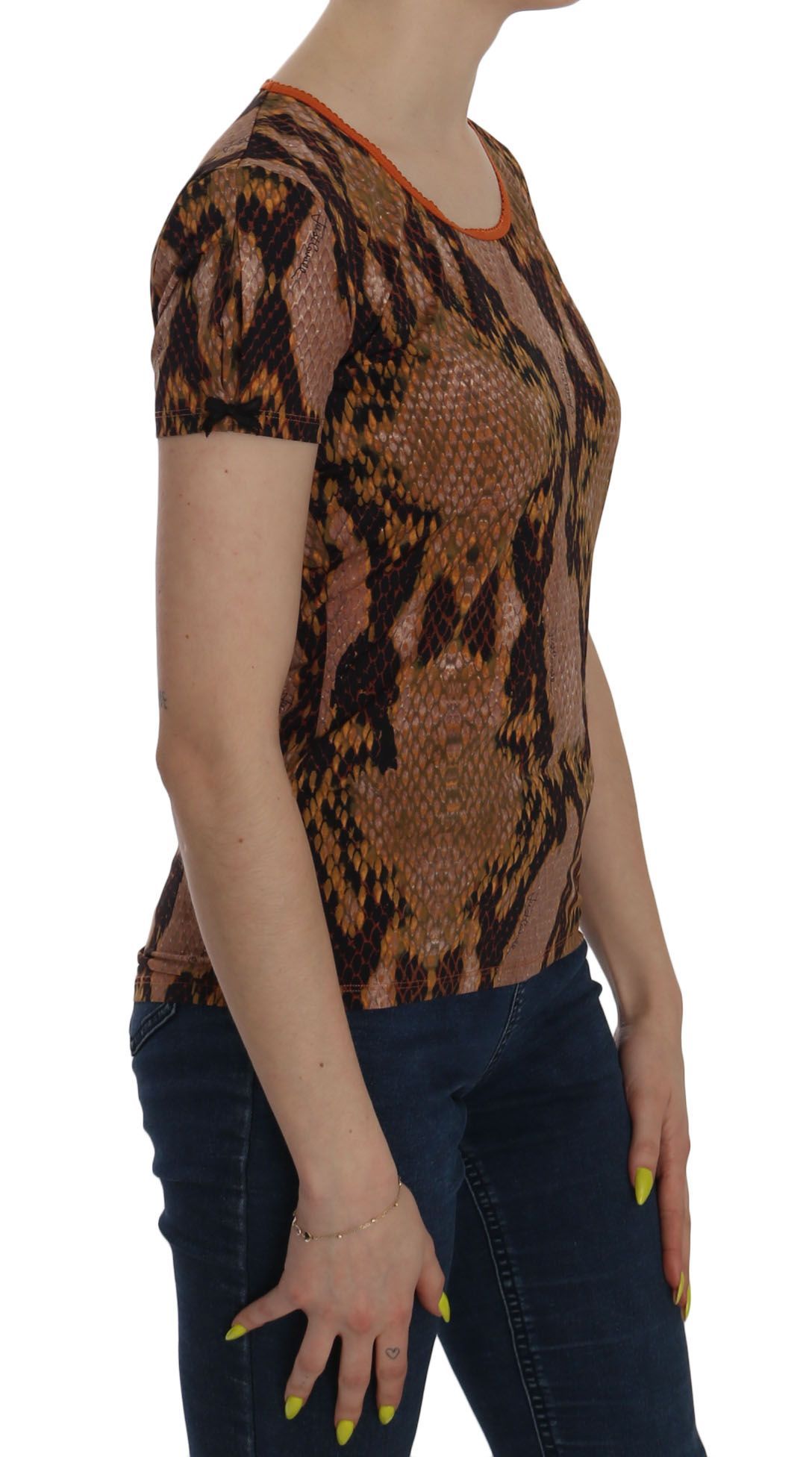 Snake Skin Print Short Sleeve Top Women's T-shirt - Just Cavalli - Modalova