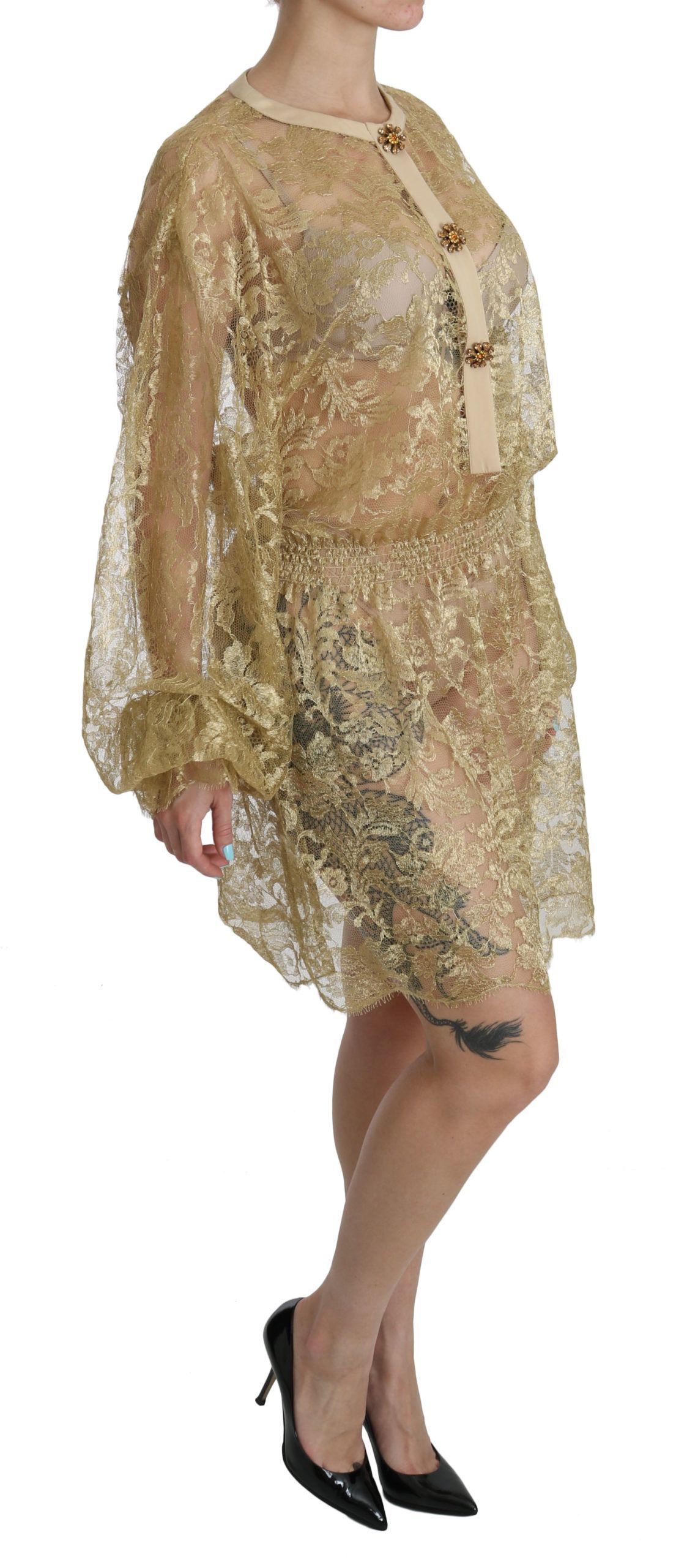 Lace See Through A-Line Knee Length Women's Dress - Dolce & Gabbana - Modalova