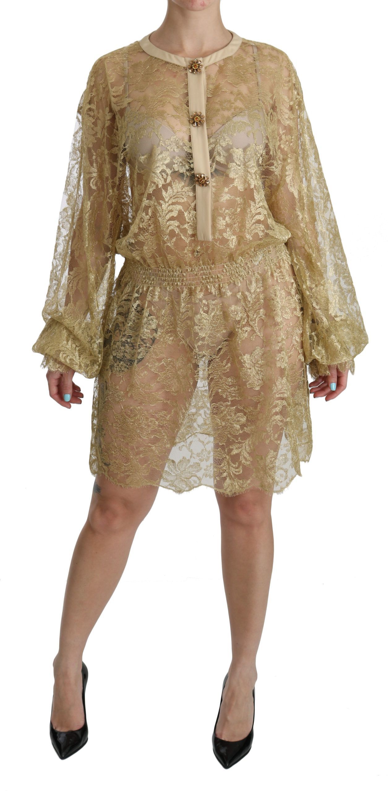 Lace See Through A-Line Knee Length Women's Dress - Dolce & Gabbana - Modalova
