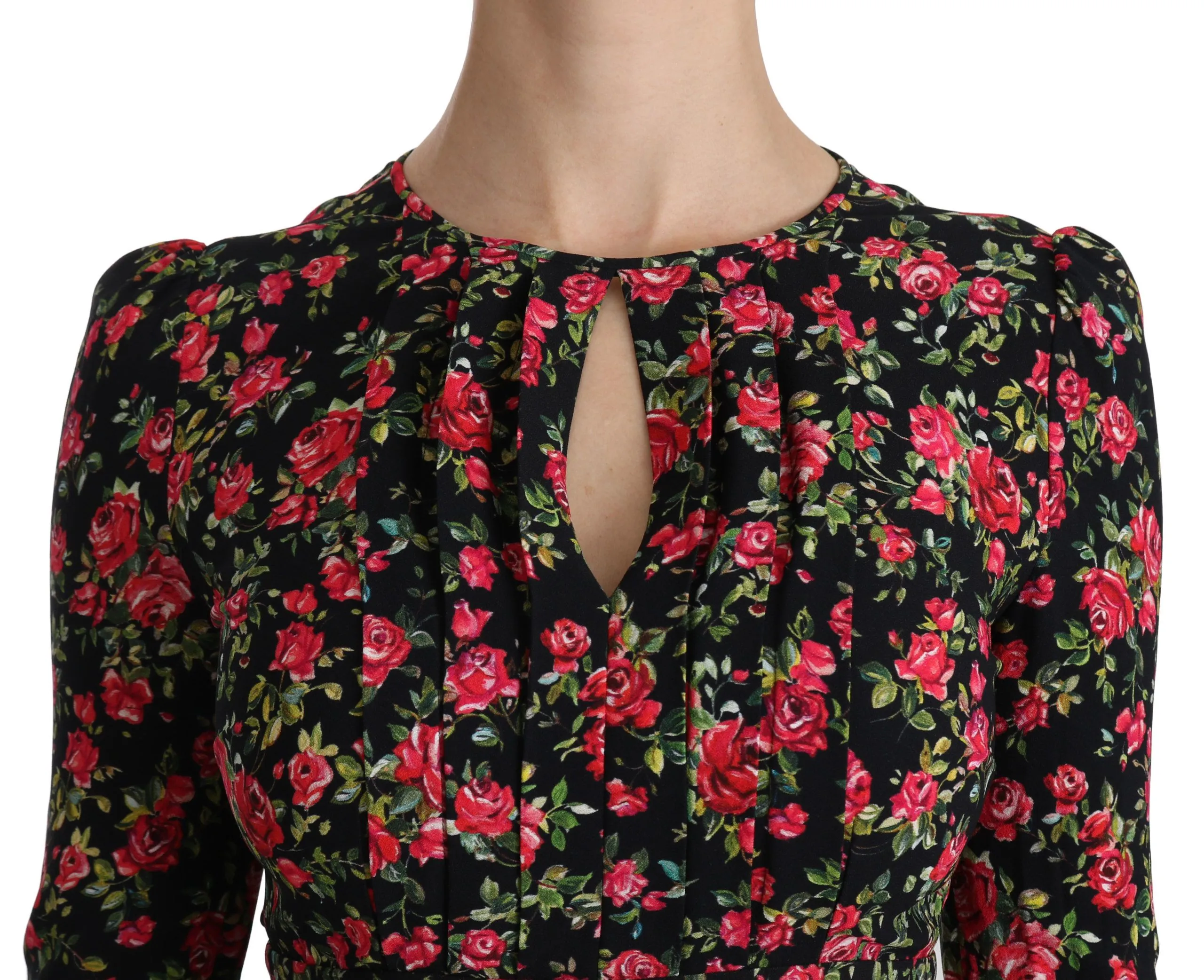 Floral Longsleeve Knee Length Women's Dress - Dolce & Gabbana - Modalova