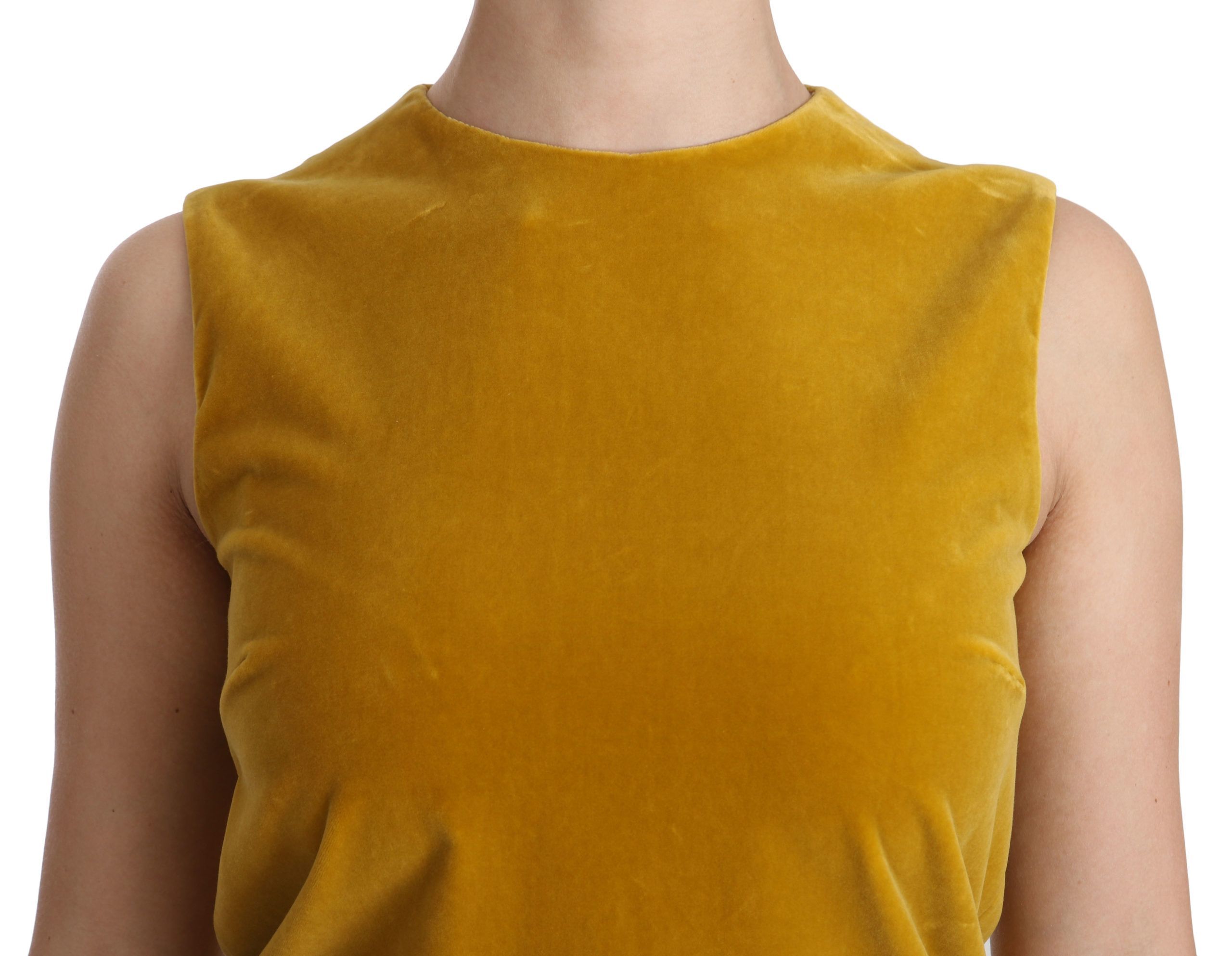 Mustard Velvet Stretch Shift Mini Women's Dress - Dolce & Gabbana - Modalova