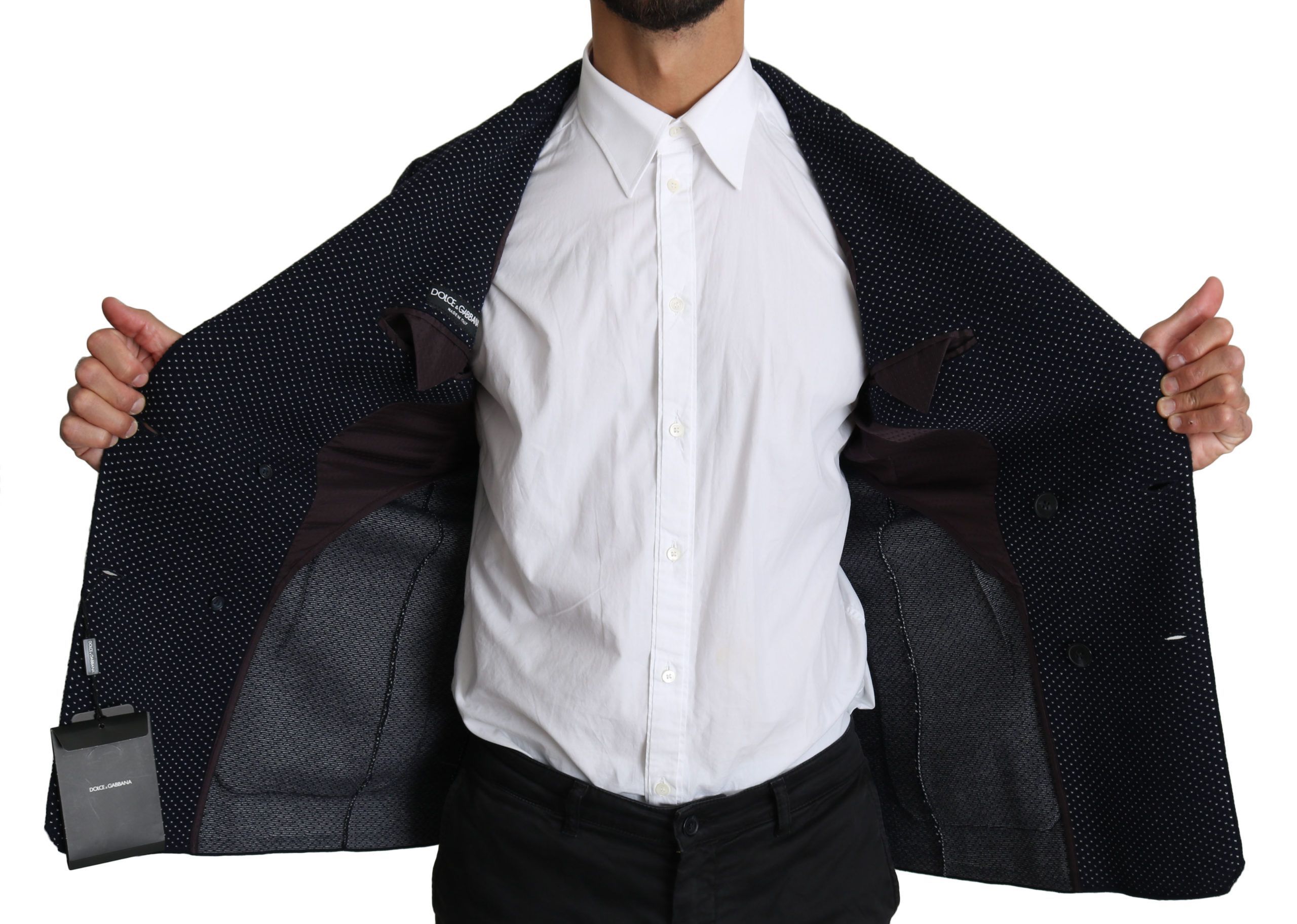 Dark Dotted Double Breasted Coat Men's Blazer - Dolce & Gabbana - Modalova