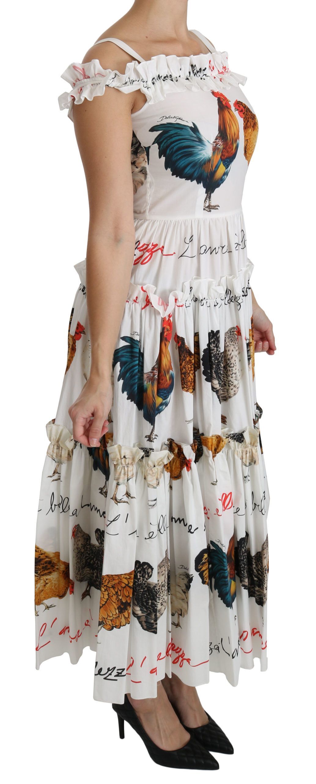 Rooster Sheath Midi Cotton Women's Dress - Dolce & Gabbana - Modalova