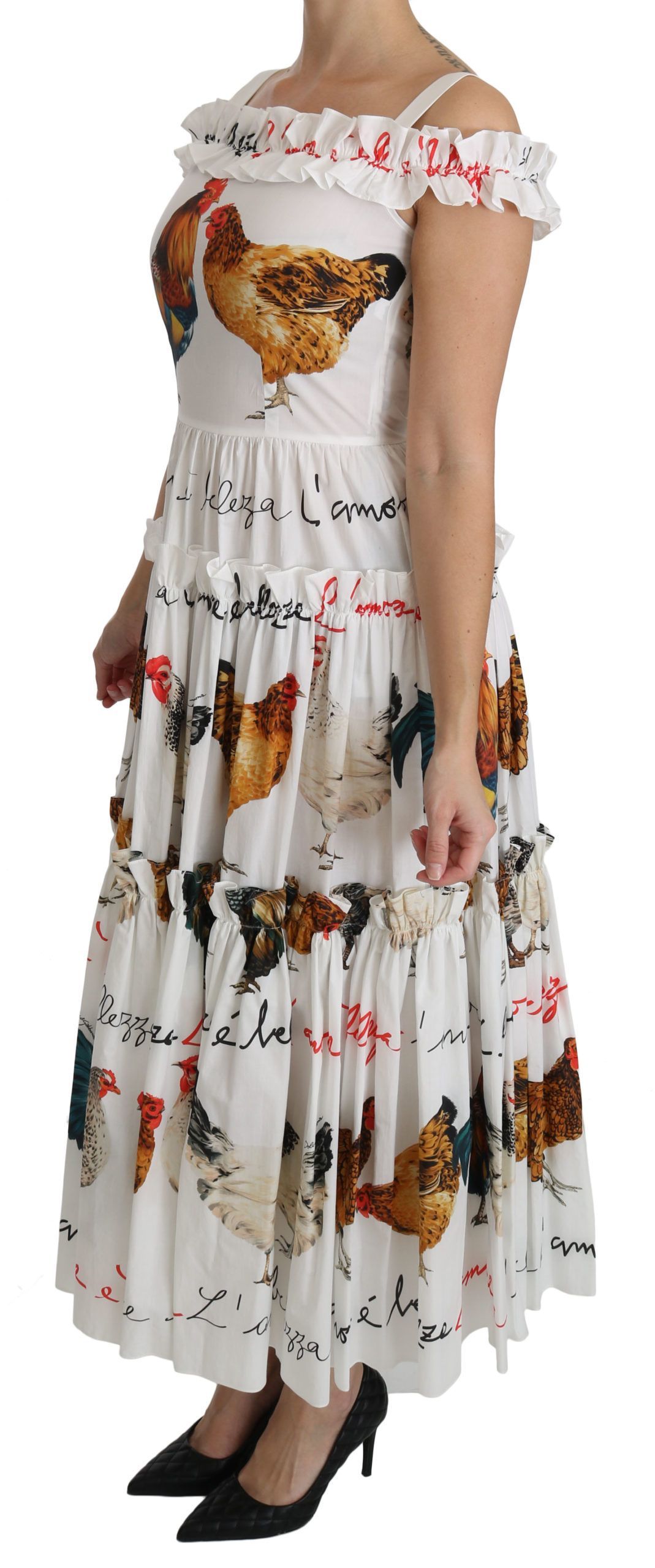 Rooster Sheath Midi Cotton Women's Dress - Dolce & Gabbana - Modalova