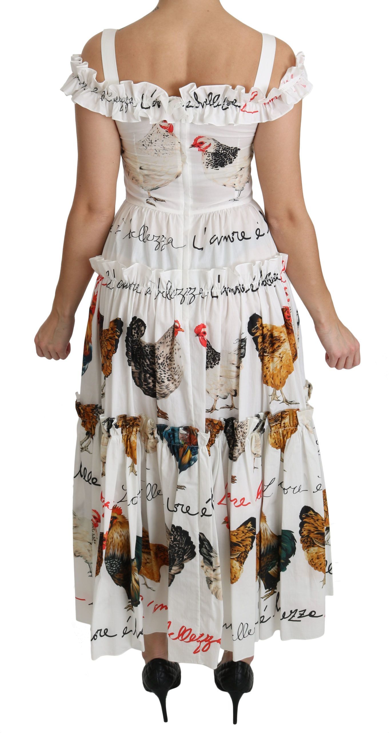 Rooster Sheath Midi Cotton Women's Dress - Dolce & Gabbana - Modalova