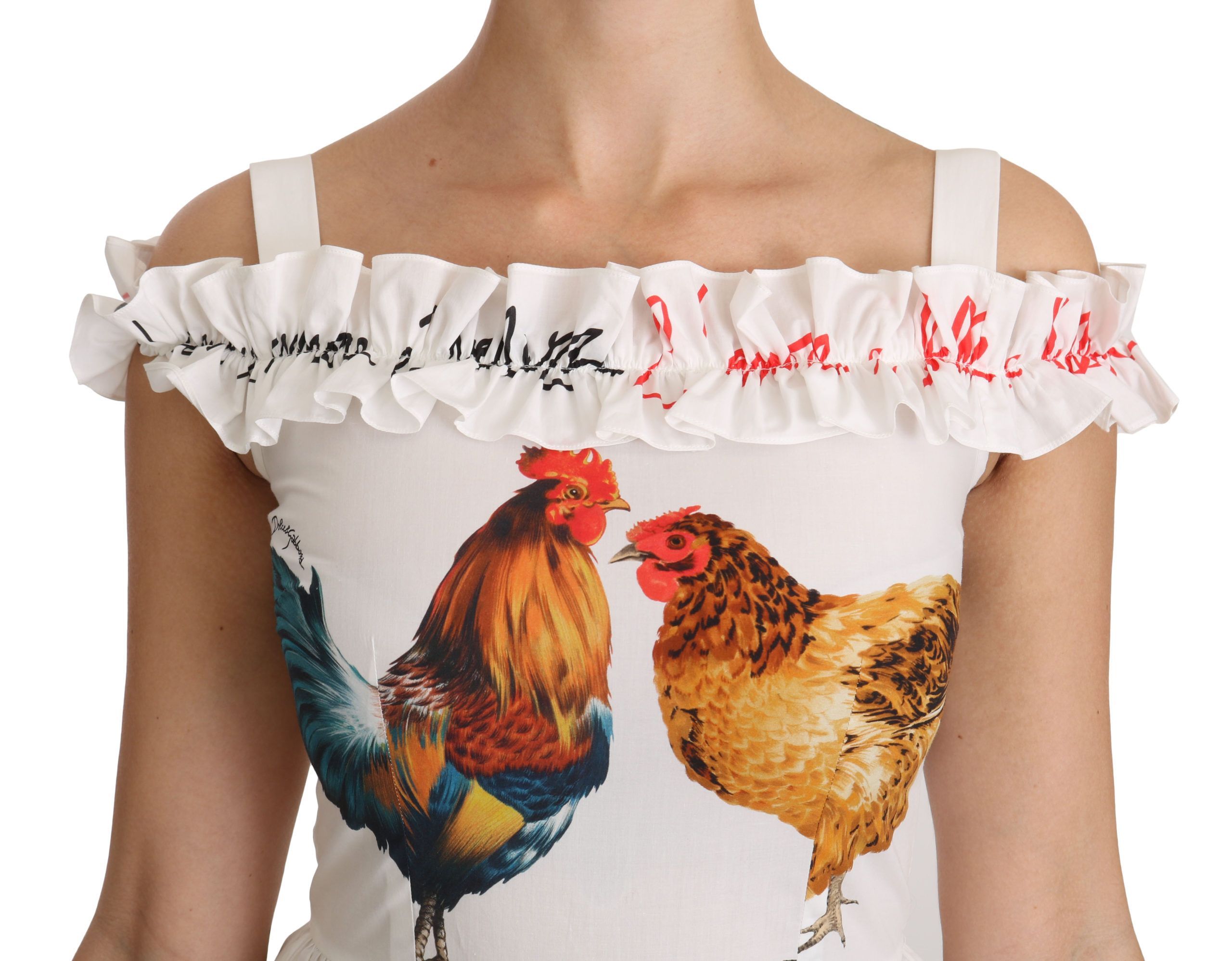 Rooster Sheath Midi Cotton Women's Dress - Dolce & Gabbana - Modalova