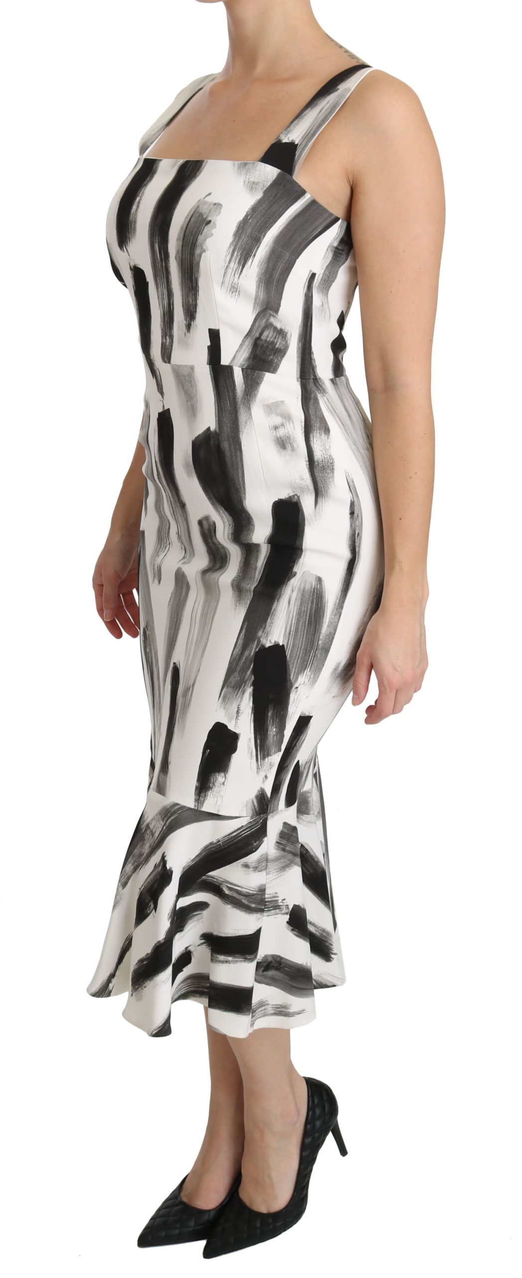 Black Printed Sheath Midi Viscose Women's Dress - Dolce & Gabbana - Modalova