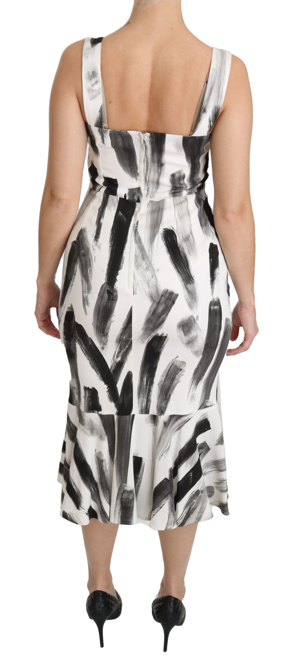 Black Printed Sheath Midi Viscose Women's Dress - Dolce & Gabbana - Modalova