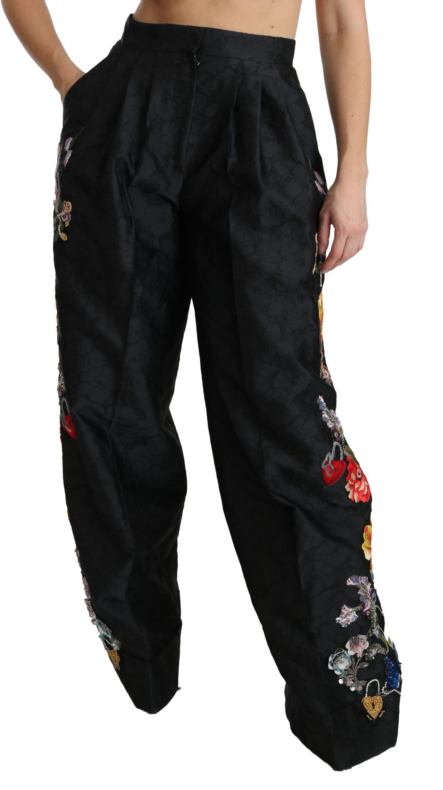 Brocade Floral Sequined Beaded Women's Pants - Dolce & Gabbana - Modalova