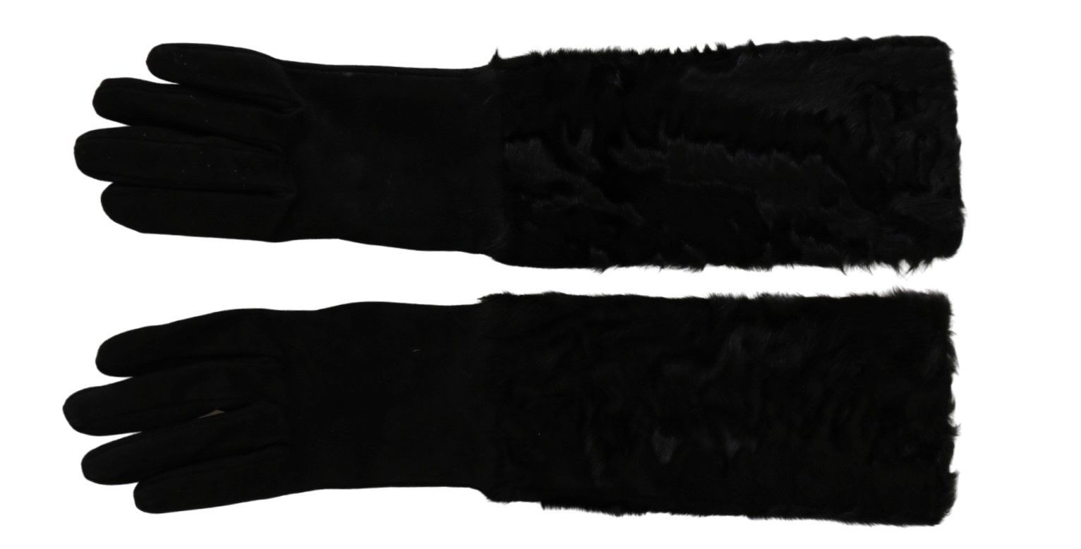 Elbow Length Mitten Suede Fur Women's Gloves - Dolce & Gabbana - Modalova