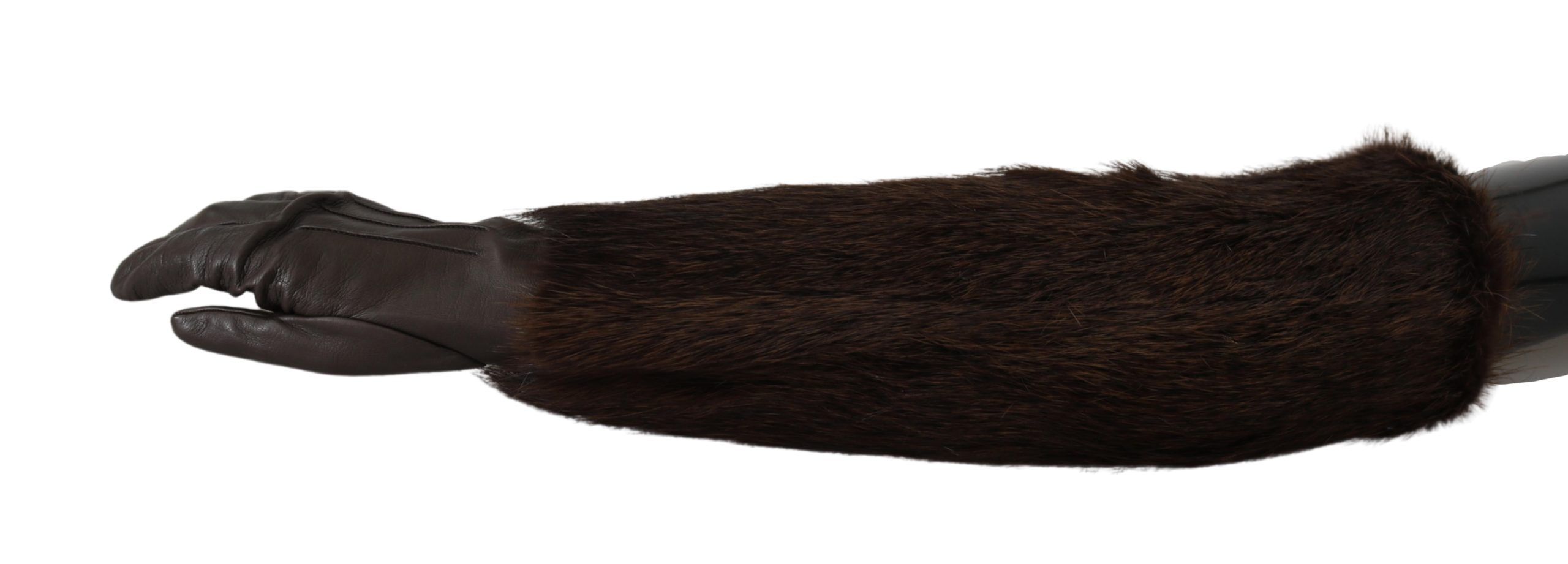 Elbow Length Mittens Leather Fur Women's Gloves - Dolce & Gabbana - Modalova