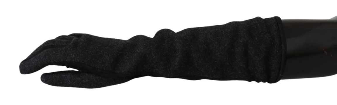 Gray Mid Arm Length Mittens Wool Women's Gloves - Dolce & Gabbana - Modalova