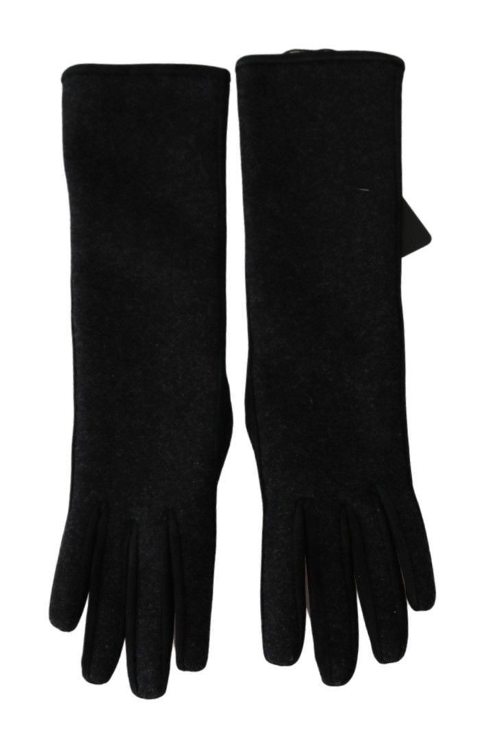 Gray Mid Arm Length Mittens Wool Women's Gloves - Dolce & Gabbana - Modalova