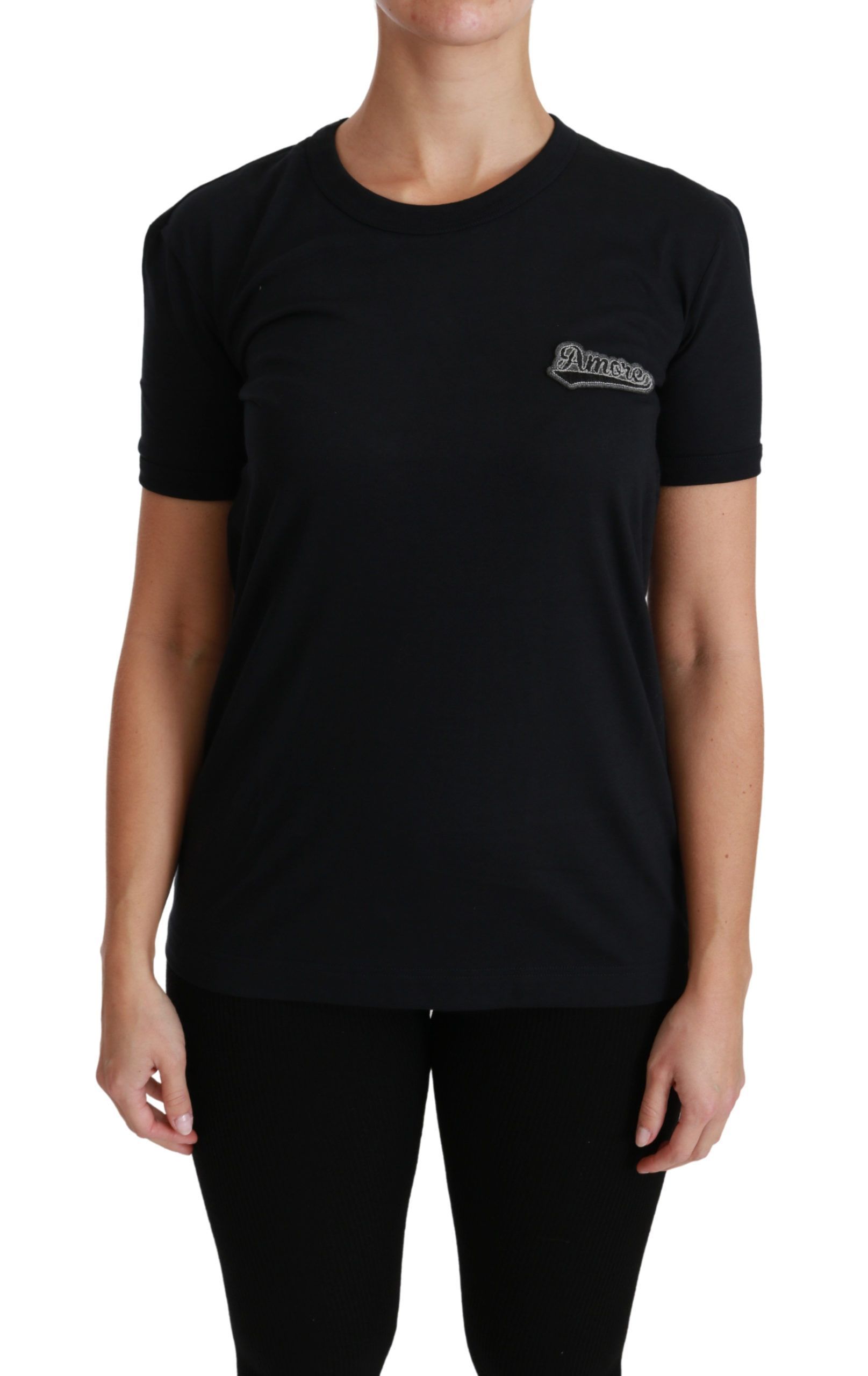 Amore Patch Crewneck Cotton Top Women's T-shirt - Dolce & Gabbana - Modalova