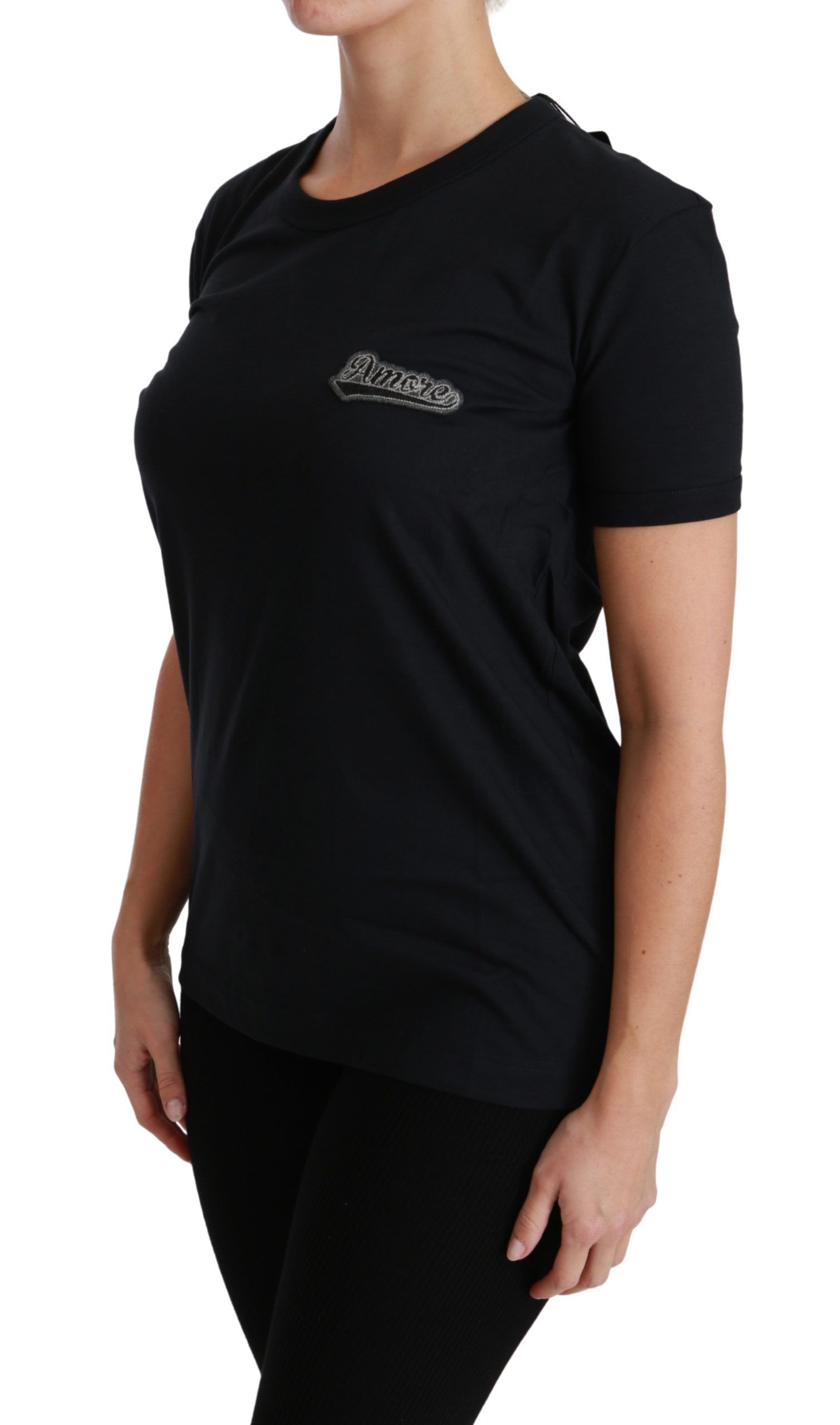 Amore Patch Crewneck Cotton Top Women's T-shirt - Dolce & Gabbana - Modalova