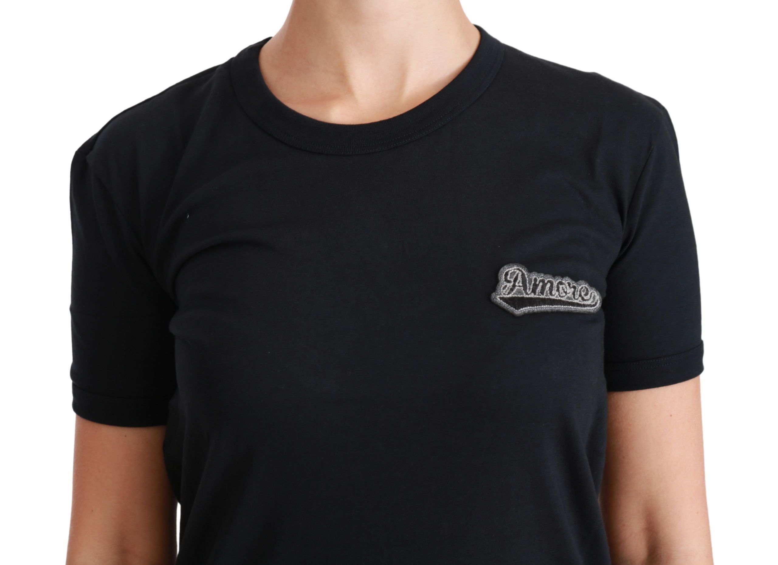 Amore Patch Crewneck Cotton Top Women's T-shirt - Dolce & Gabbana - Modalova