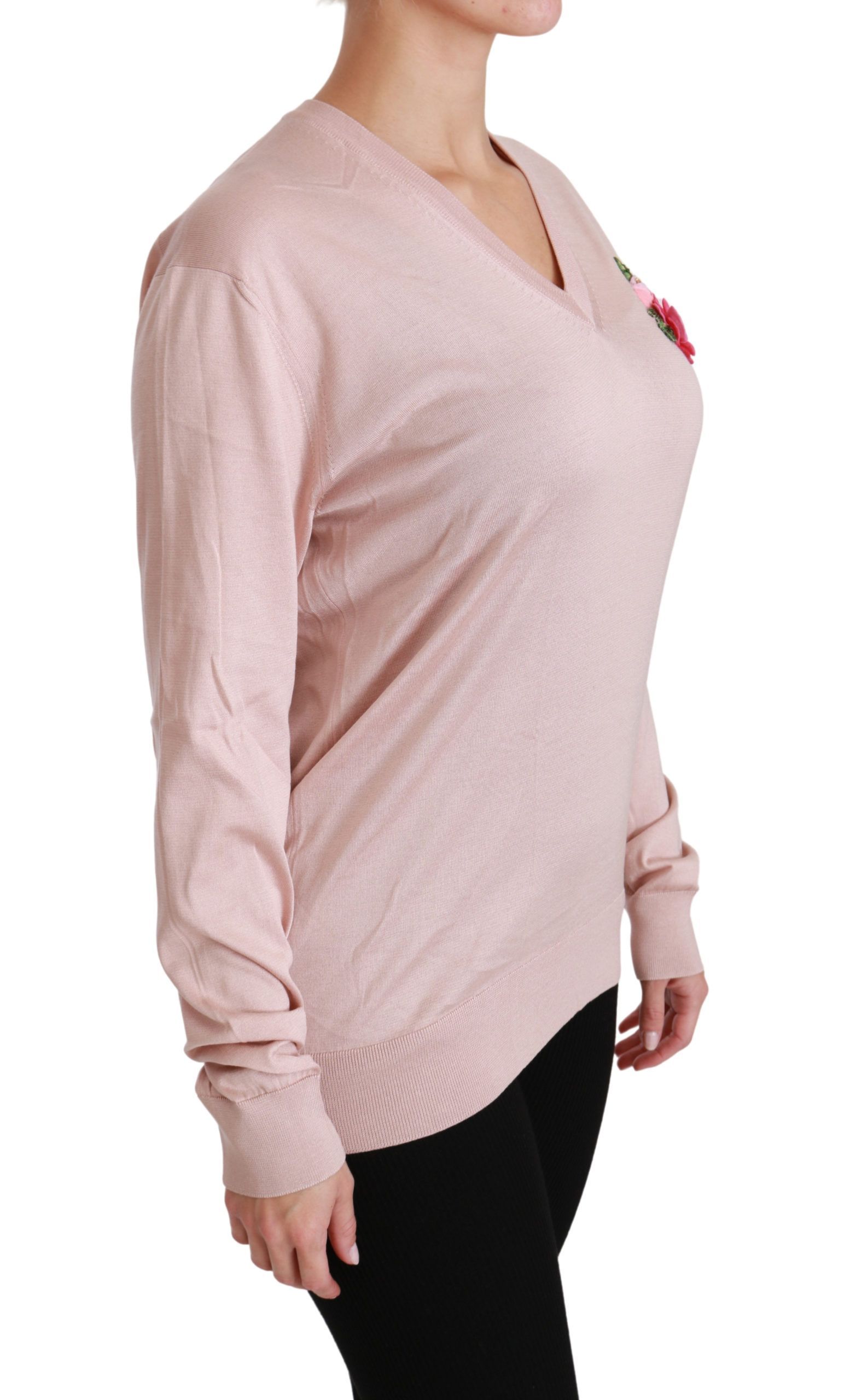 Floral Embellished Pullover Silk Women's Sweater - Dolce & Gabbana - Modalova