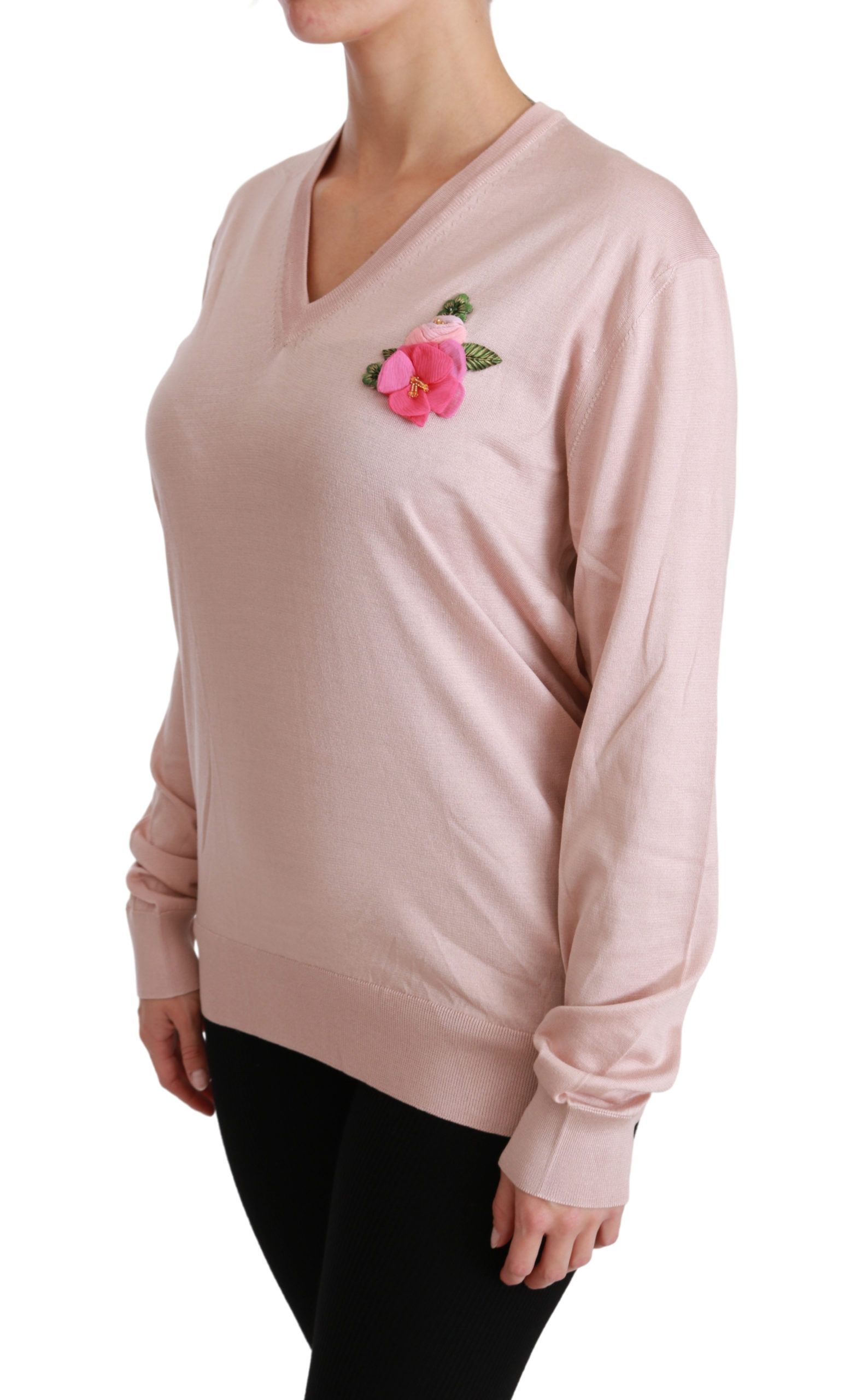 Floral Embellished Pullover Silk Women's Sweater - Dolce & Gabbana - Modalova
