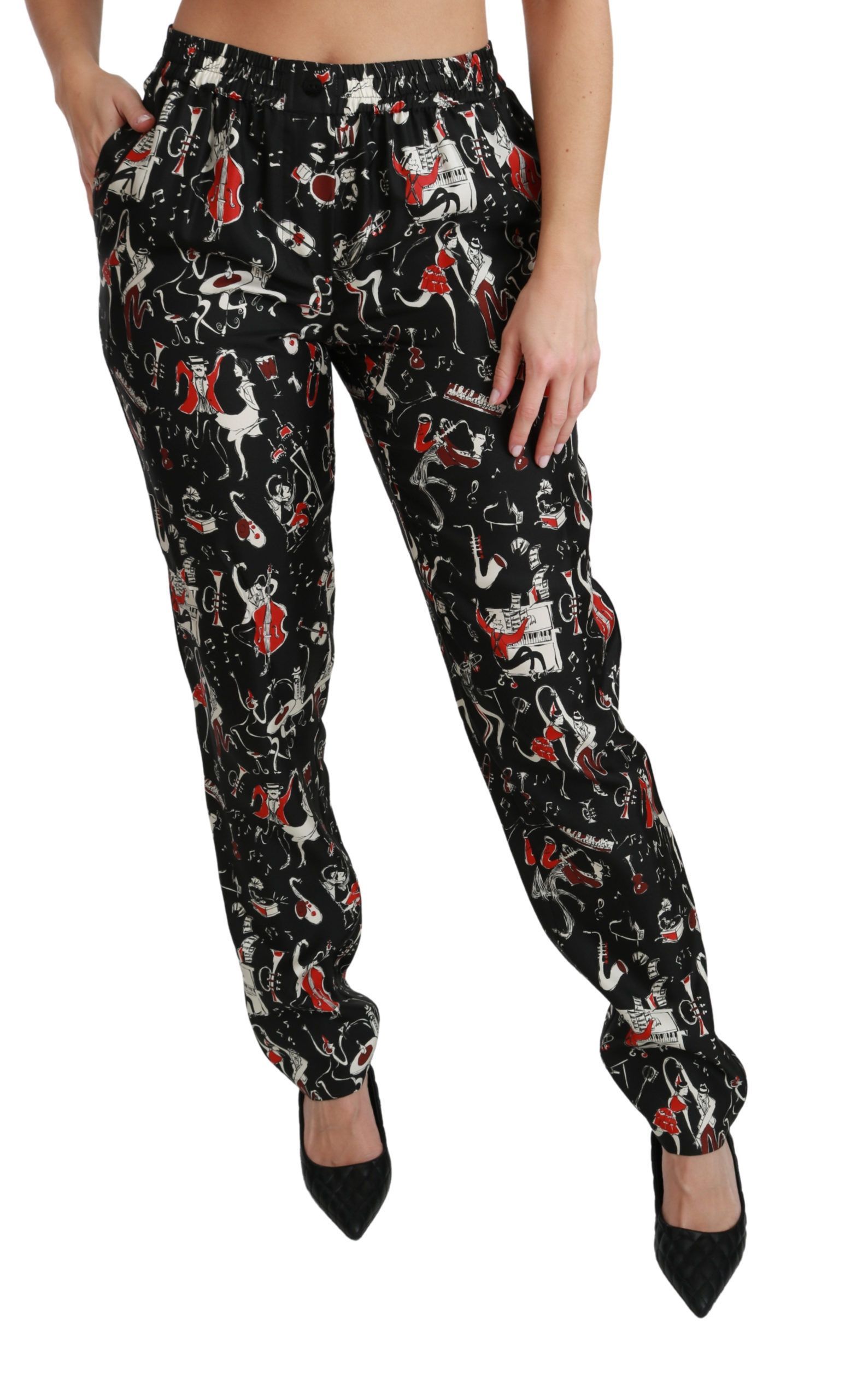 Silk Instrument Mid Waist Women's Pants - Dolce & Gabbana - Modalova
