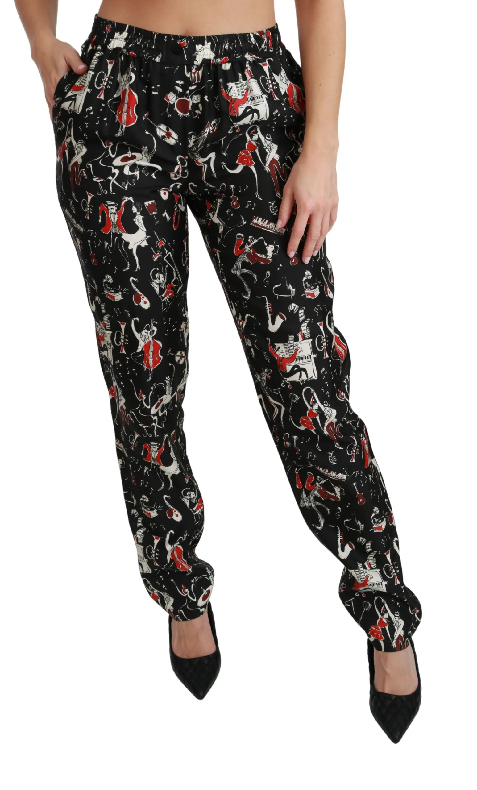 Silk Instrument Mid Waist Women's Pants - Dolce & Gabbana - Modalova
