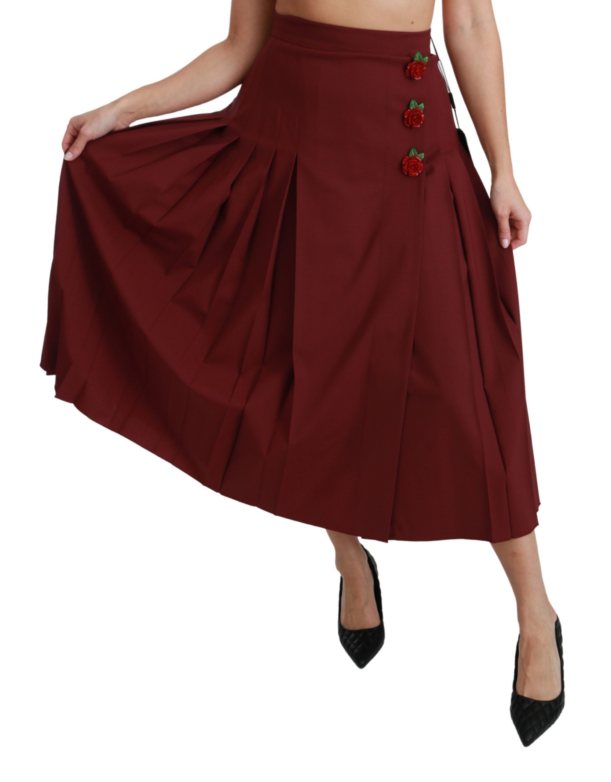 High Waist Pleated Maxi Wool Women's Skirt - Dolce & Gabbana - Modalova