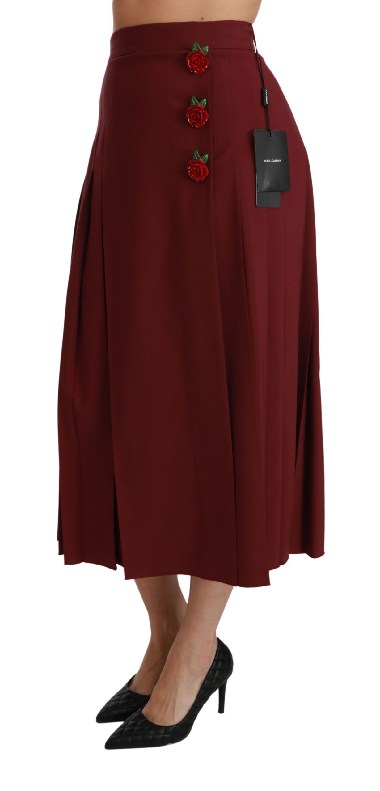 High Waist Pleated Maxi Wool Women's Skirt - Dolce & Gabbana - Modalova