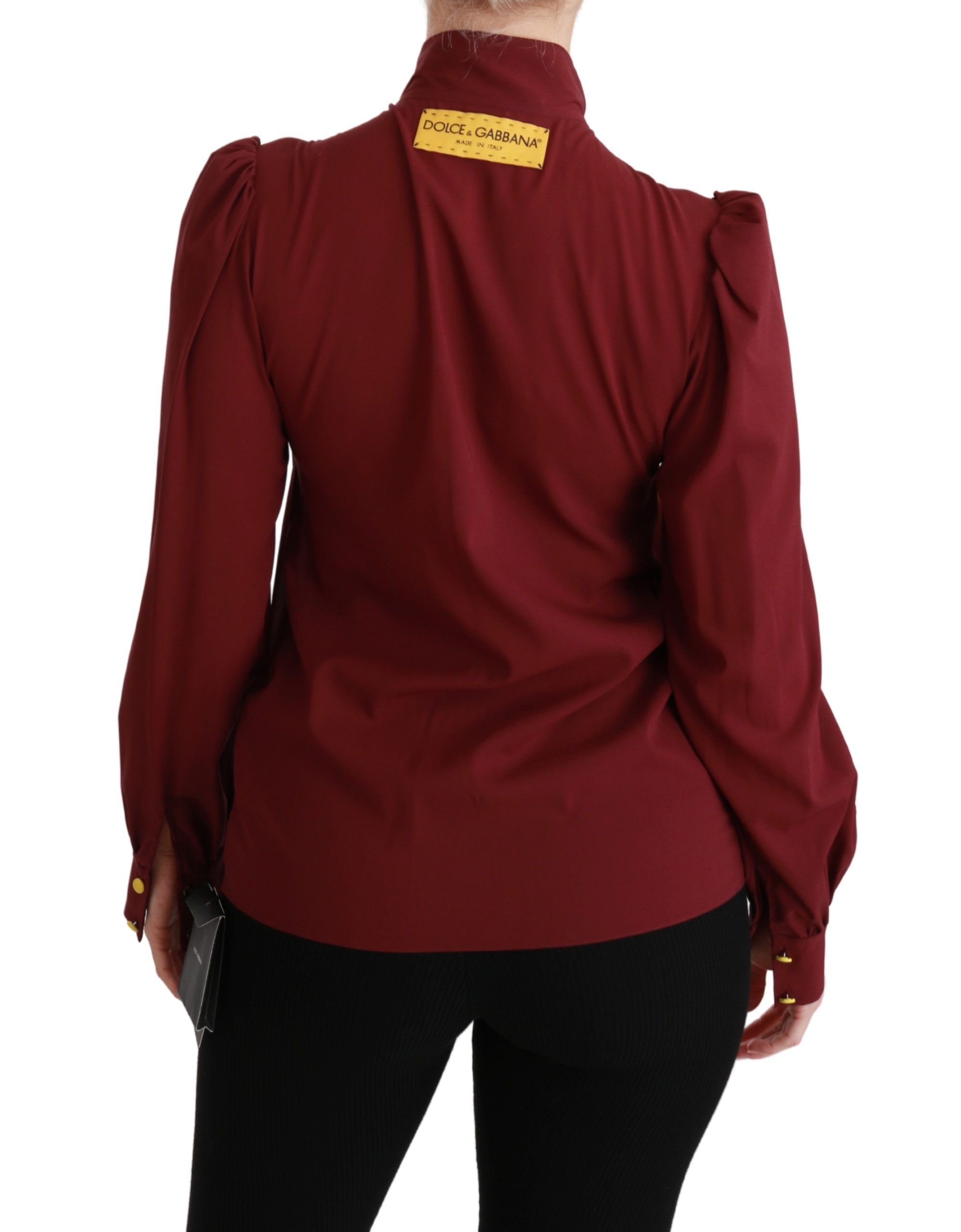 Maroon Long Sleeve Shirt Blouse Silk Women's Top - Dolce & Gabbana - Modalova