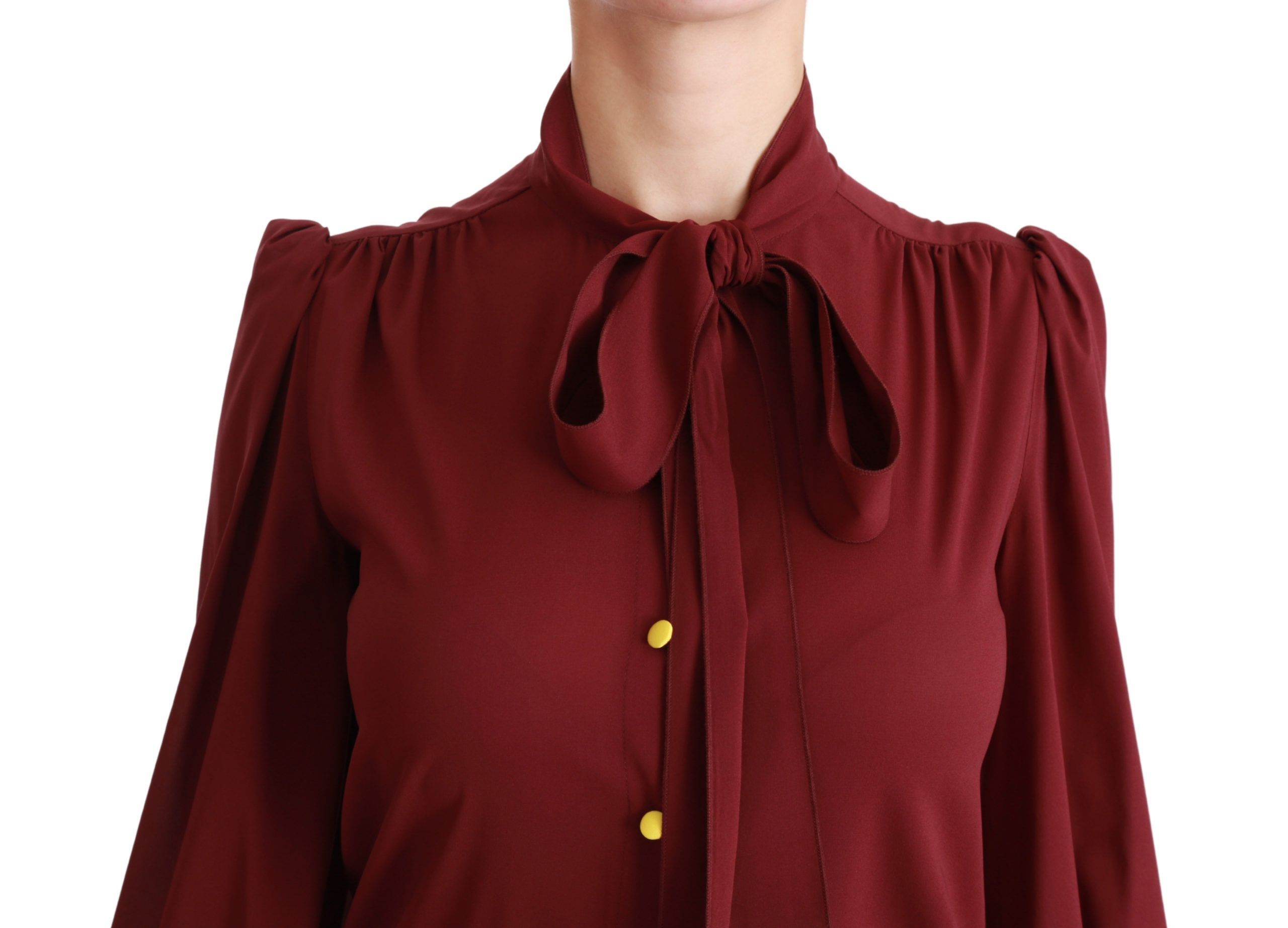 Maroon Long Sleeve Shirt Blouse Silk Women's Top - Dolce & Gabbana - Modalova