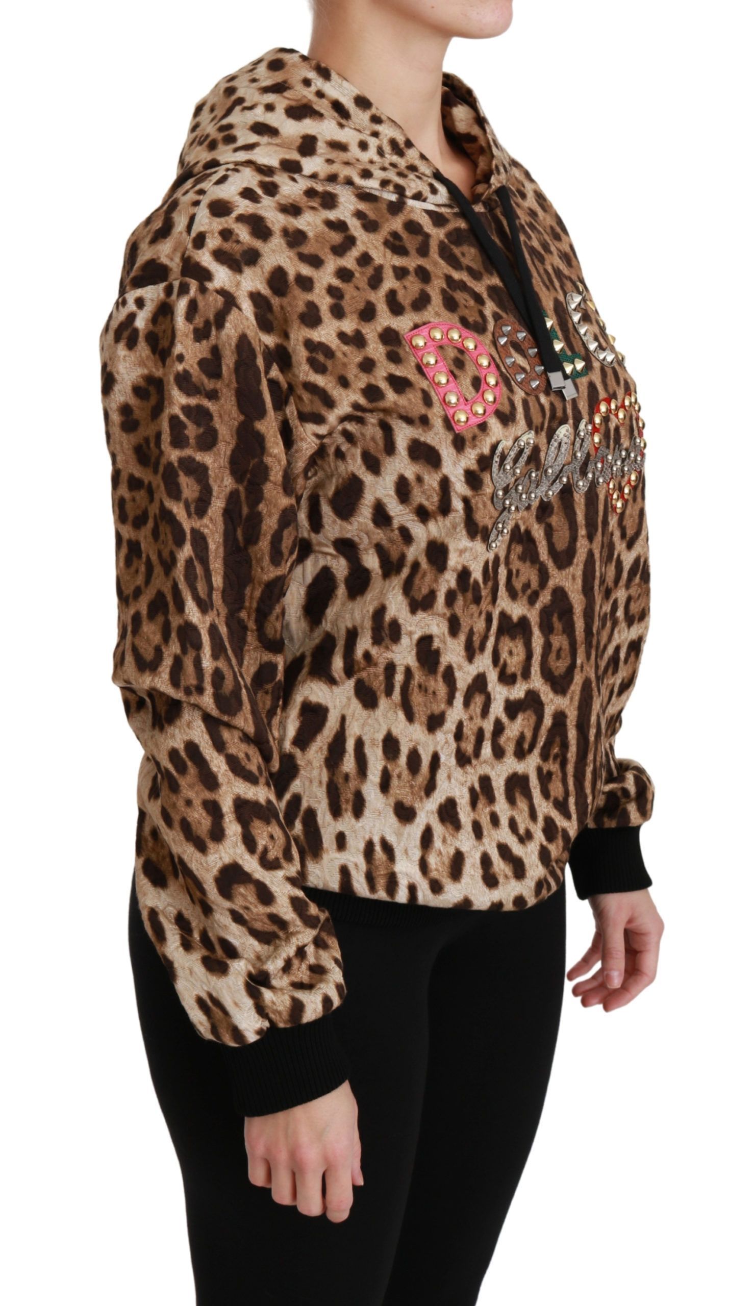 Hooded Studded Ayers Leopard Women's Sweater - Dolce & Gabbana - Modalova