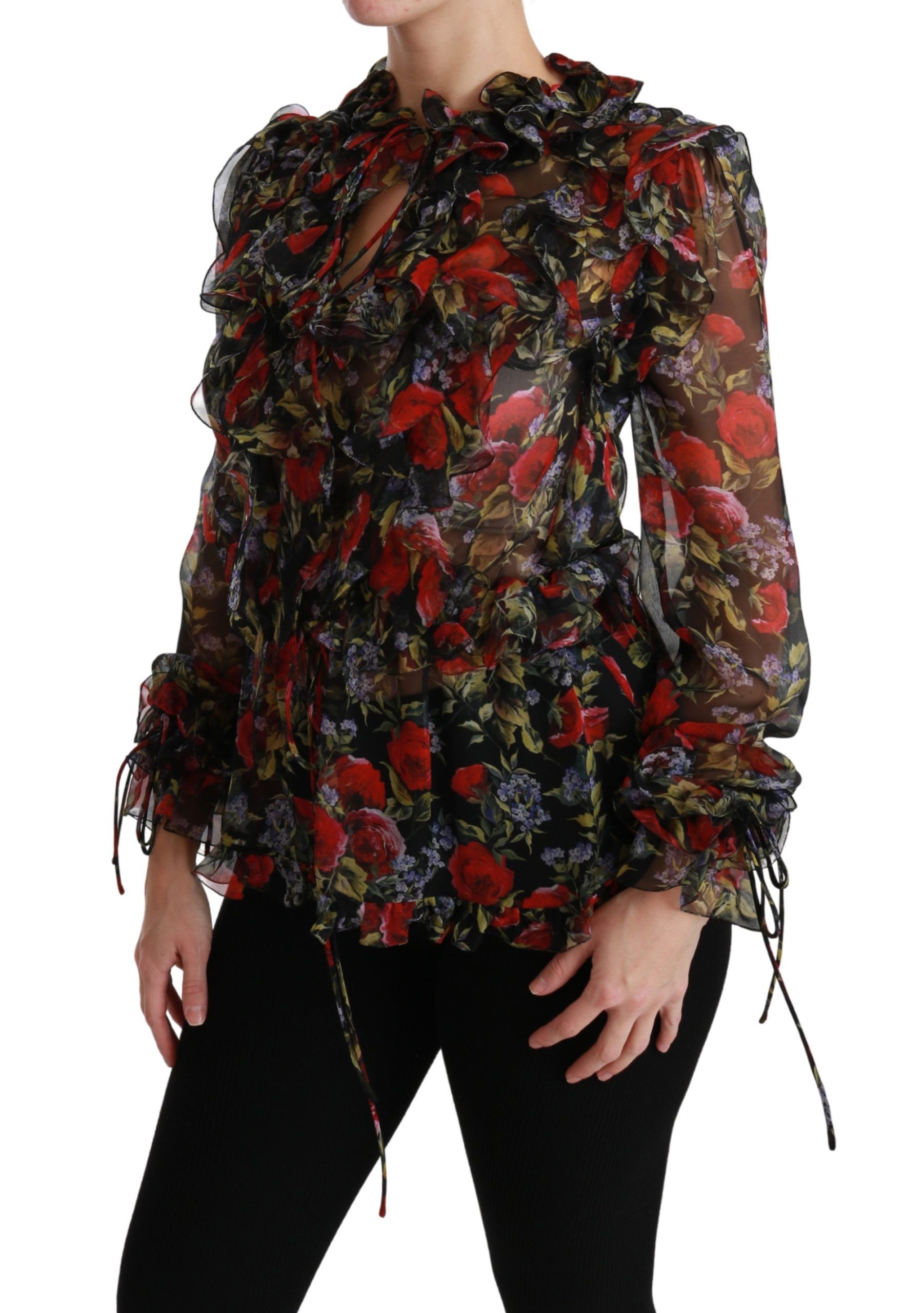 Floral Roses Blouse Silk Women's Top - Dolce & Gabbana - Modalova