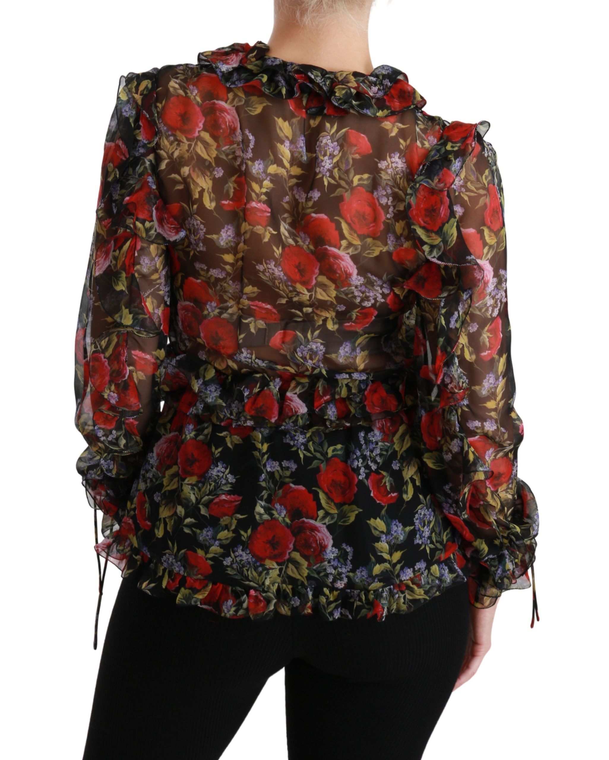 Floral Roses Blouse Silk Women's Top - Dolce & Gabbana - Modalova