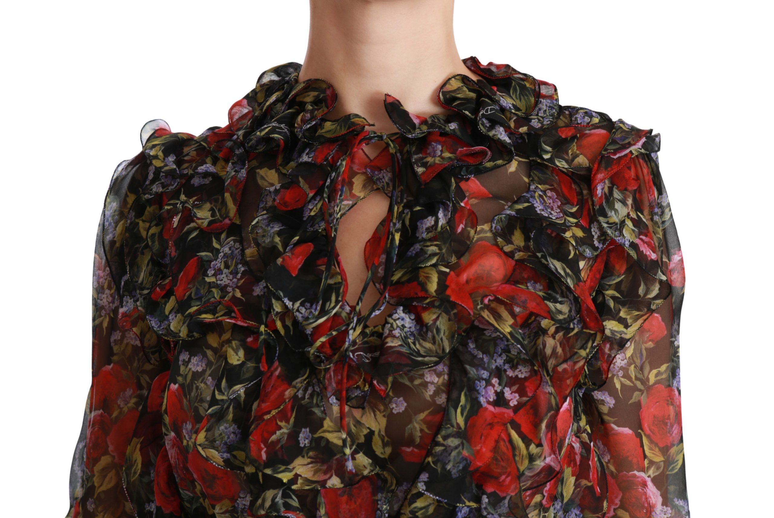 Floral Roses Blouse Silk Women's Top - Dolce & Gabbana - Modalova