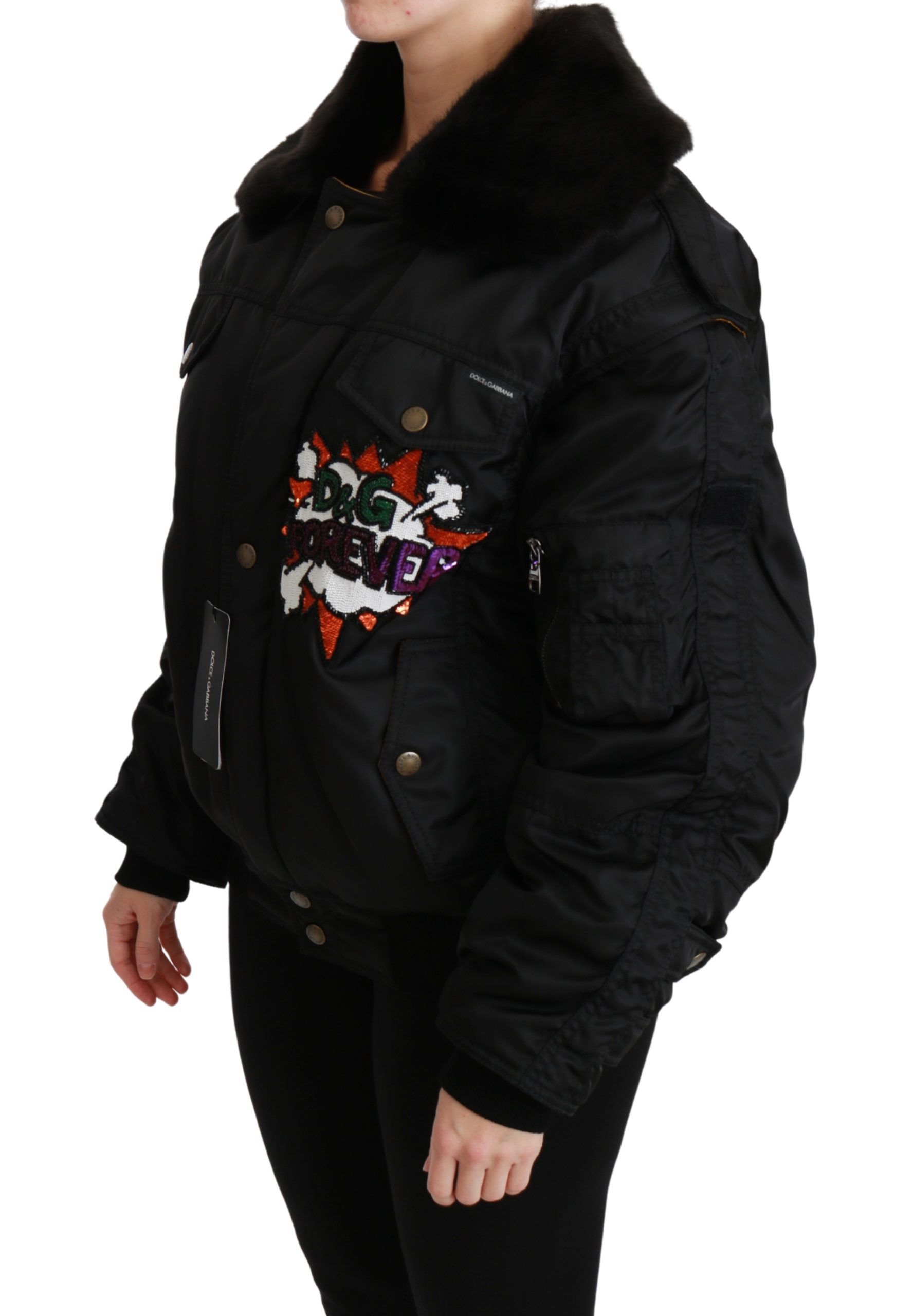 Queen Crown Sequined Bomber Women's Jacket - Dolce & Gabbana - Modalova