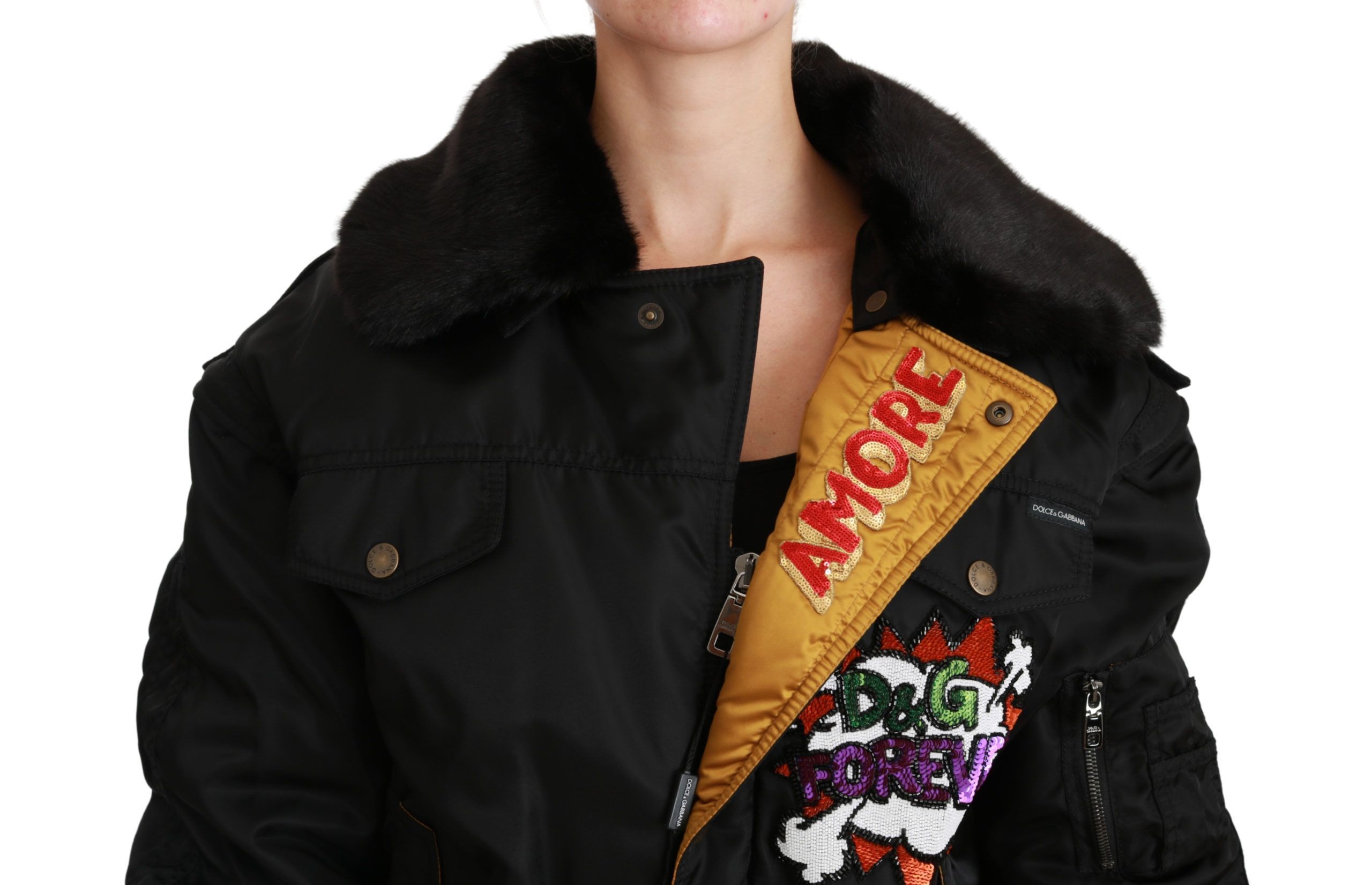 Queen Crown Sequined Bomber Women's Jacket - Dolce & Gabbana - Modalova